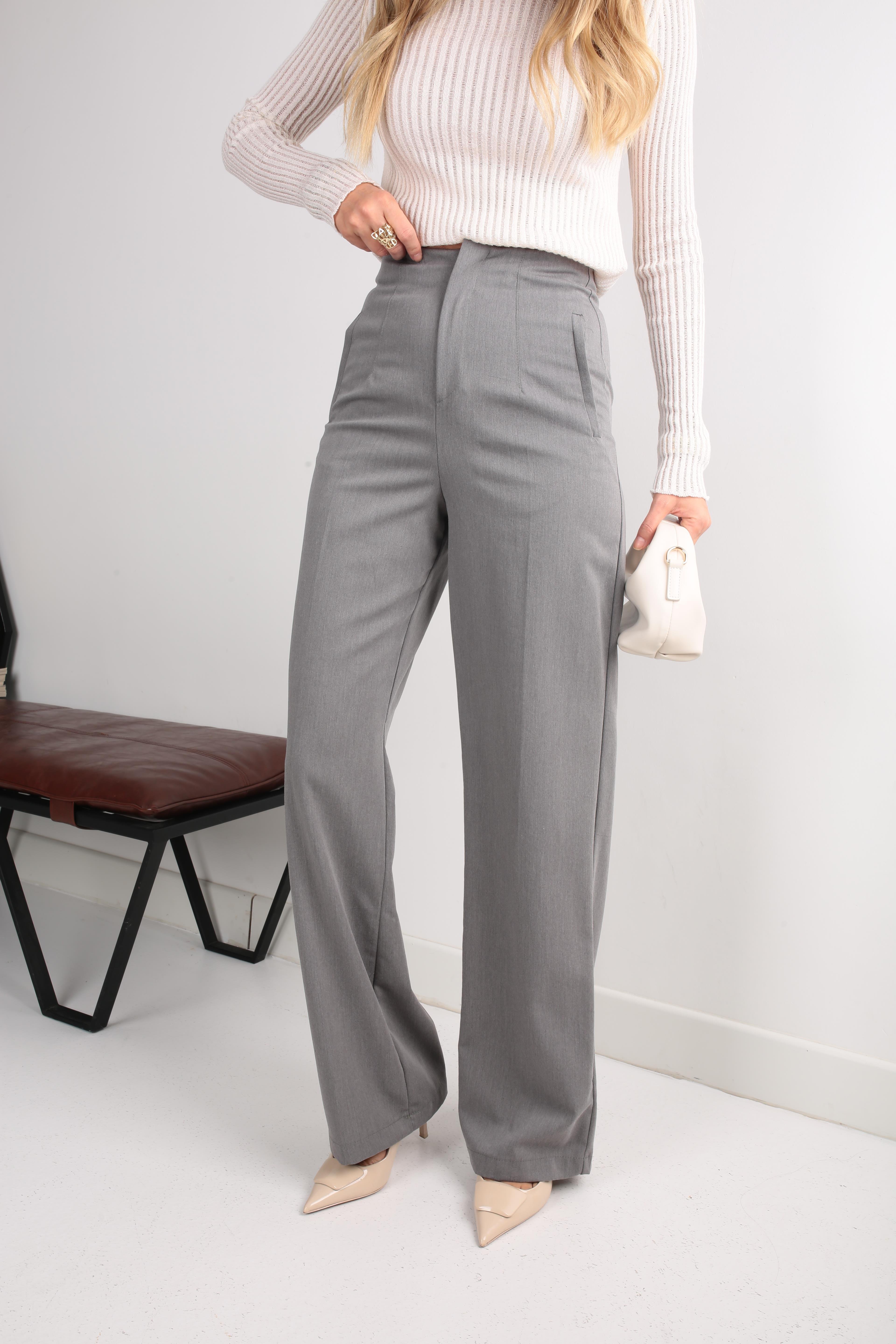 Yandan Cepli Gri Palazzo Pantolon PANTOLON