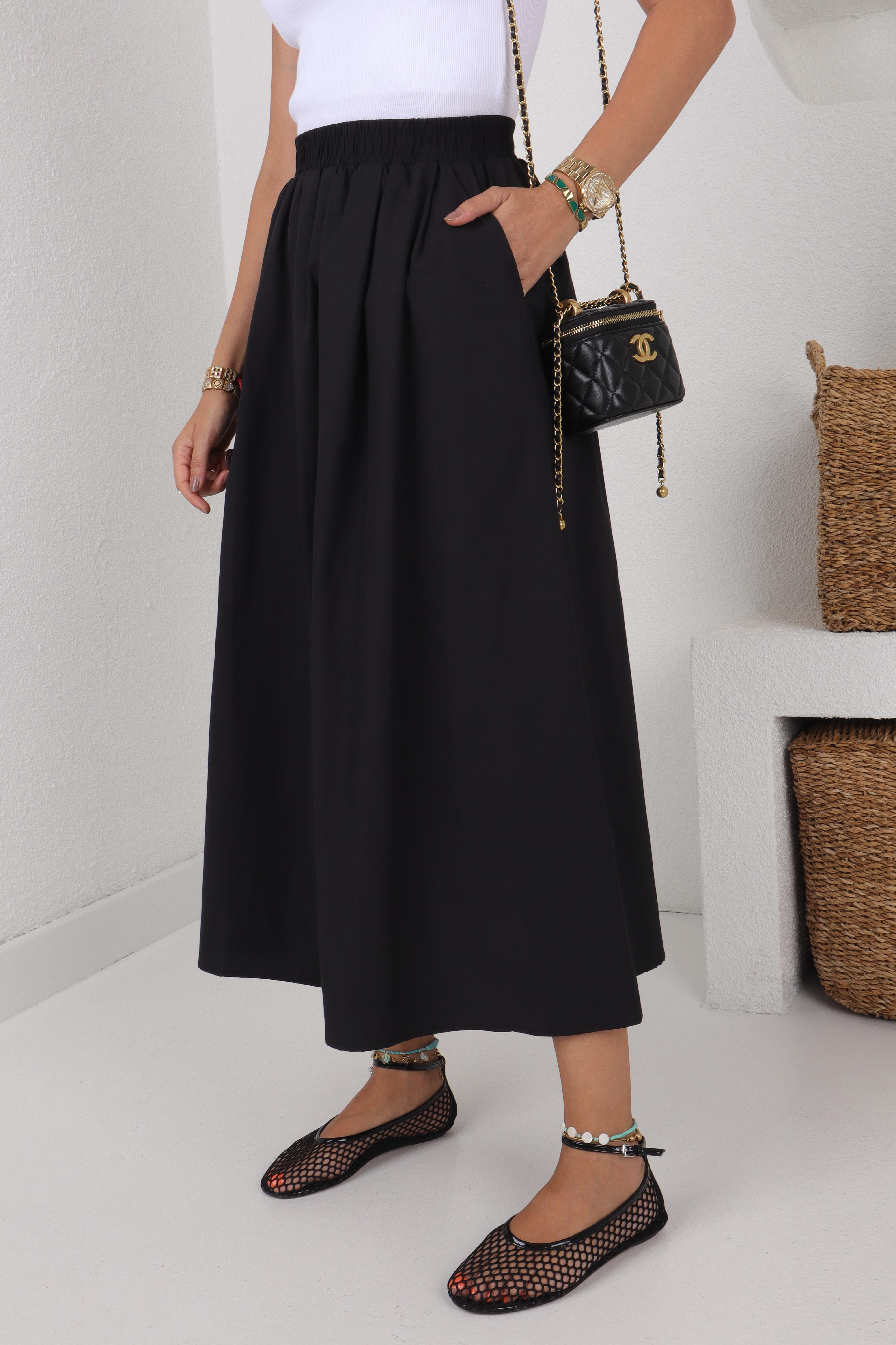 Yandan Cepli Lastikli Siyah Etek ETEK