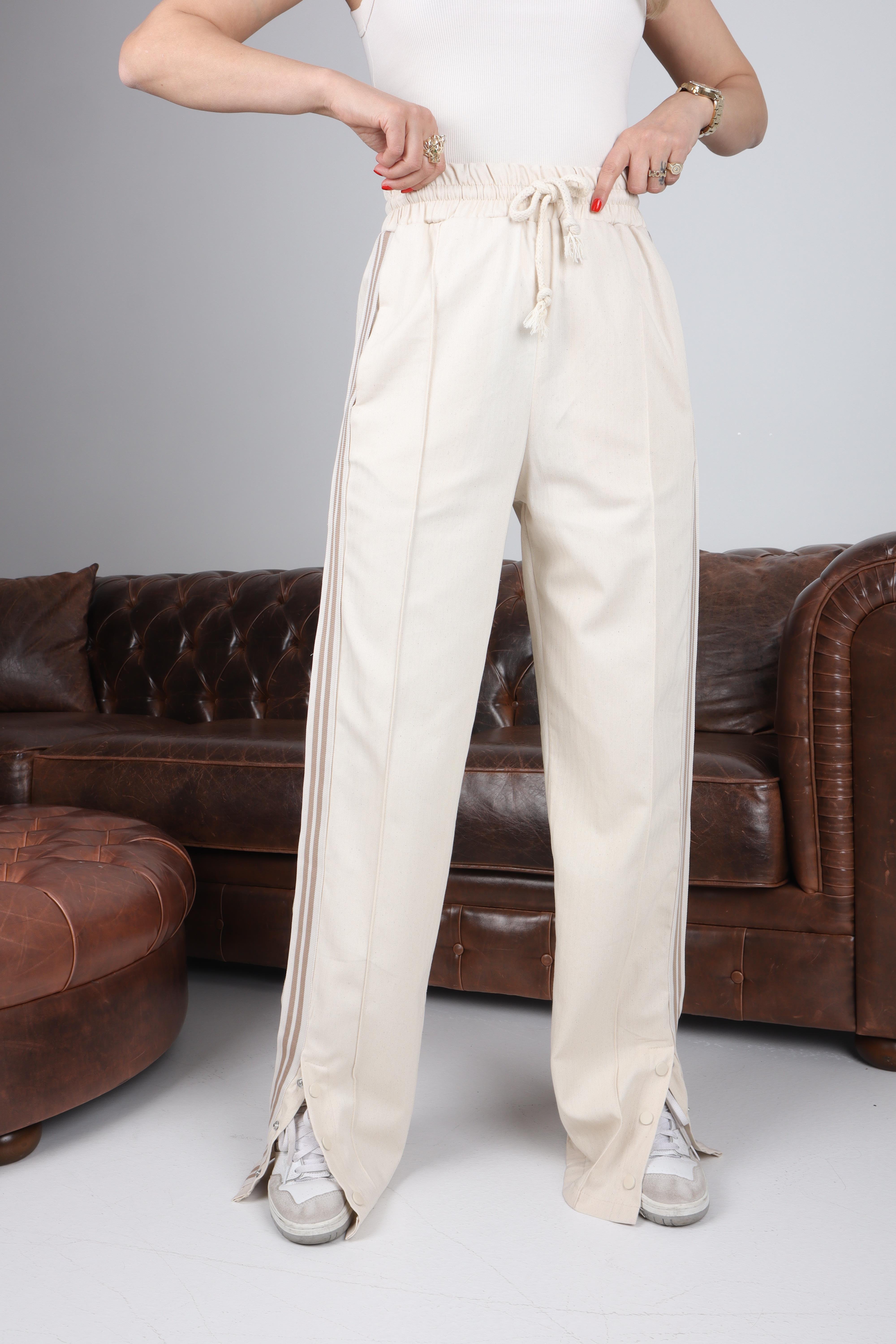 Yanı Şeritli Paça Çıtçıtlı Naturel Pantolon PANTOLON