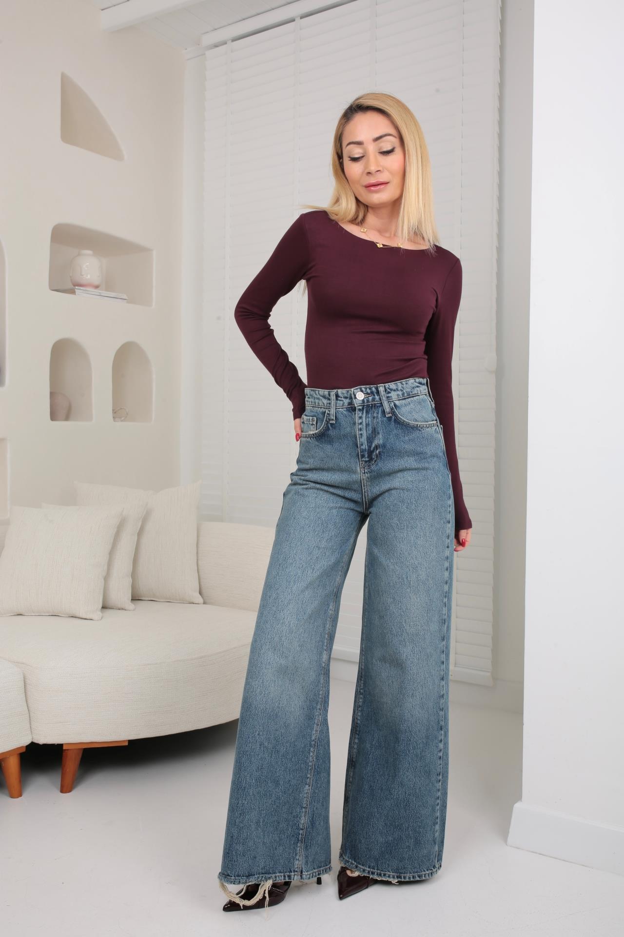 Yıkamalı Wide Leg Jean (1950-1) JEAN