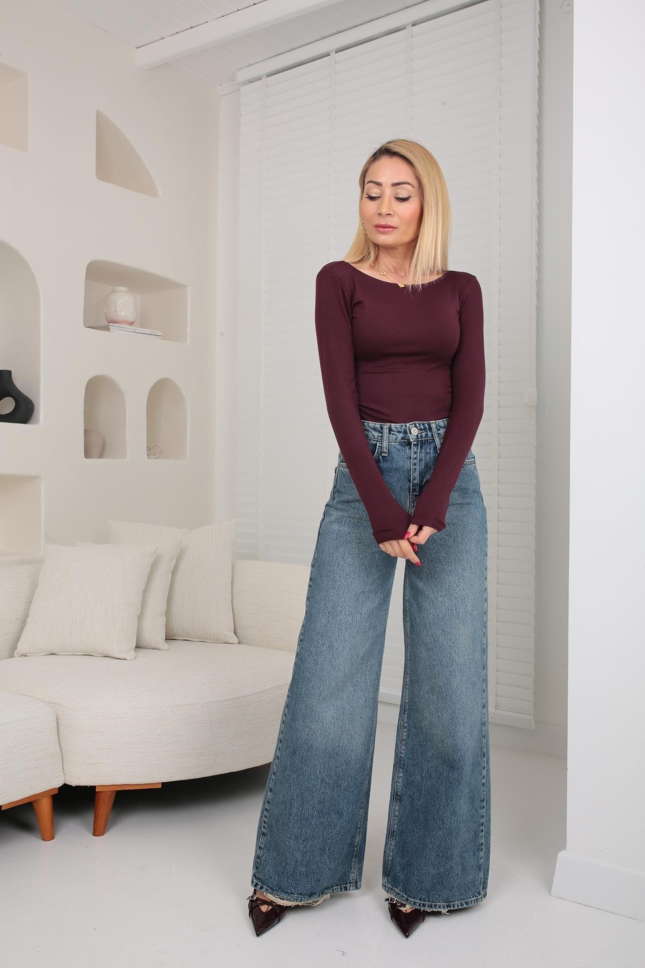 Yıkamalı Wide Leg Jean (1950-1) JEAN