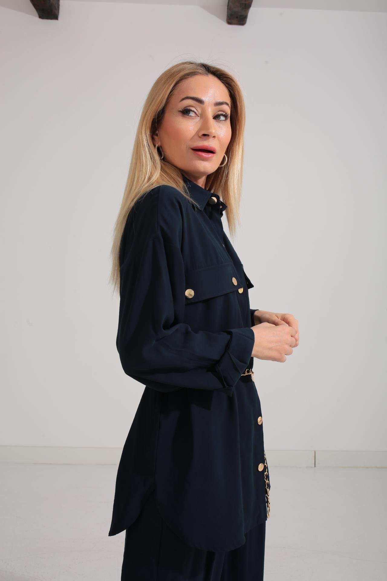 Zincir Kemerli Lacivert Tensel Takım TAKIM