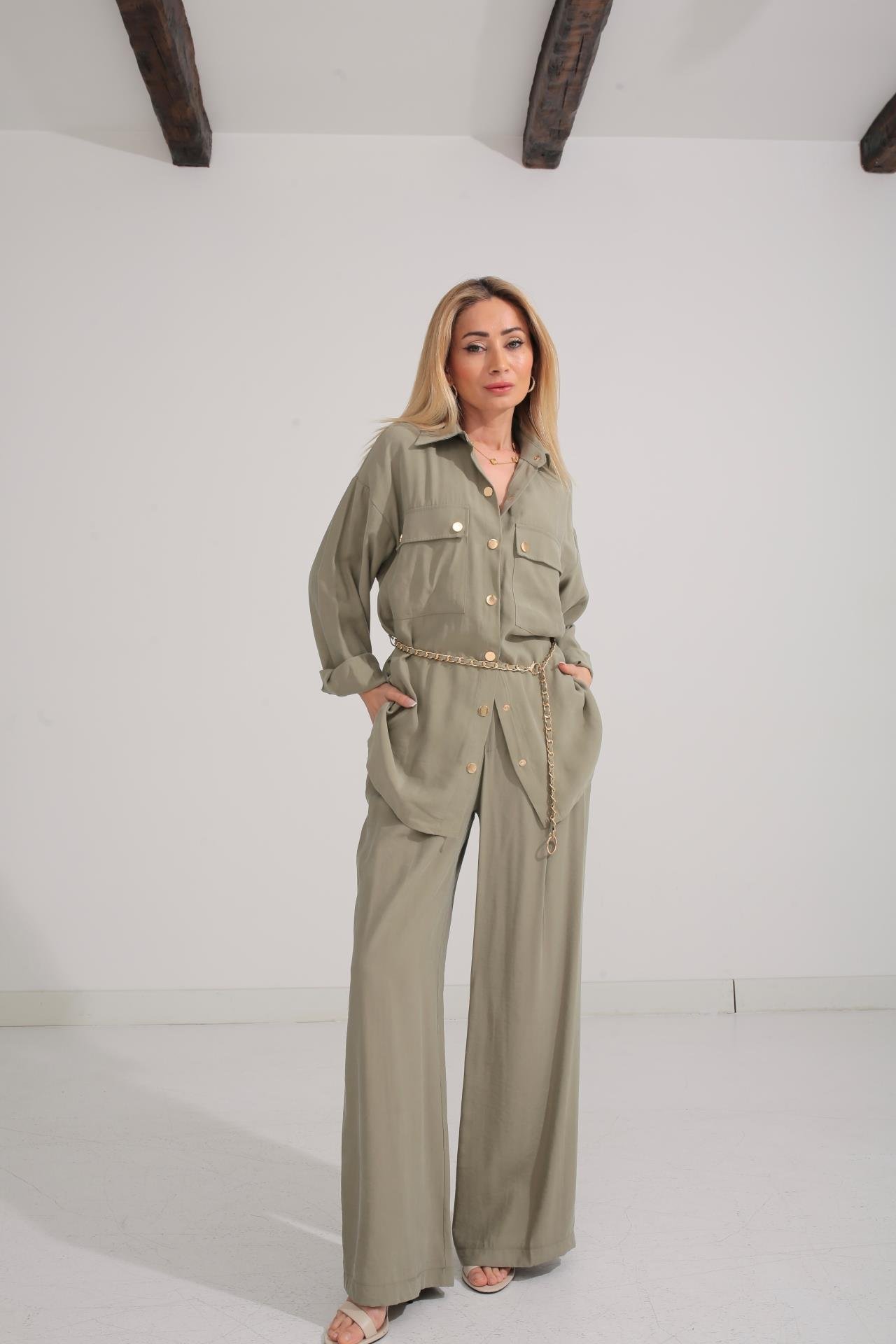 Zincir Kemerli Mint Tensel Takım TAKIM