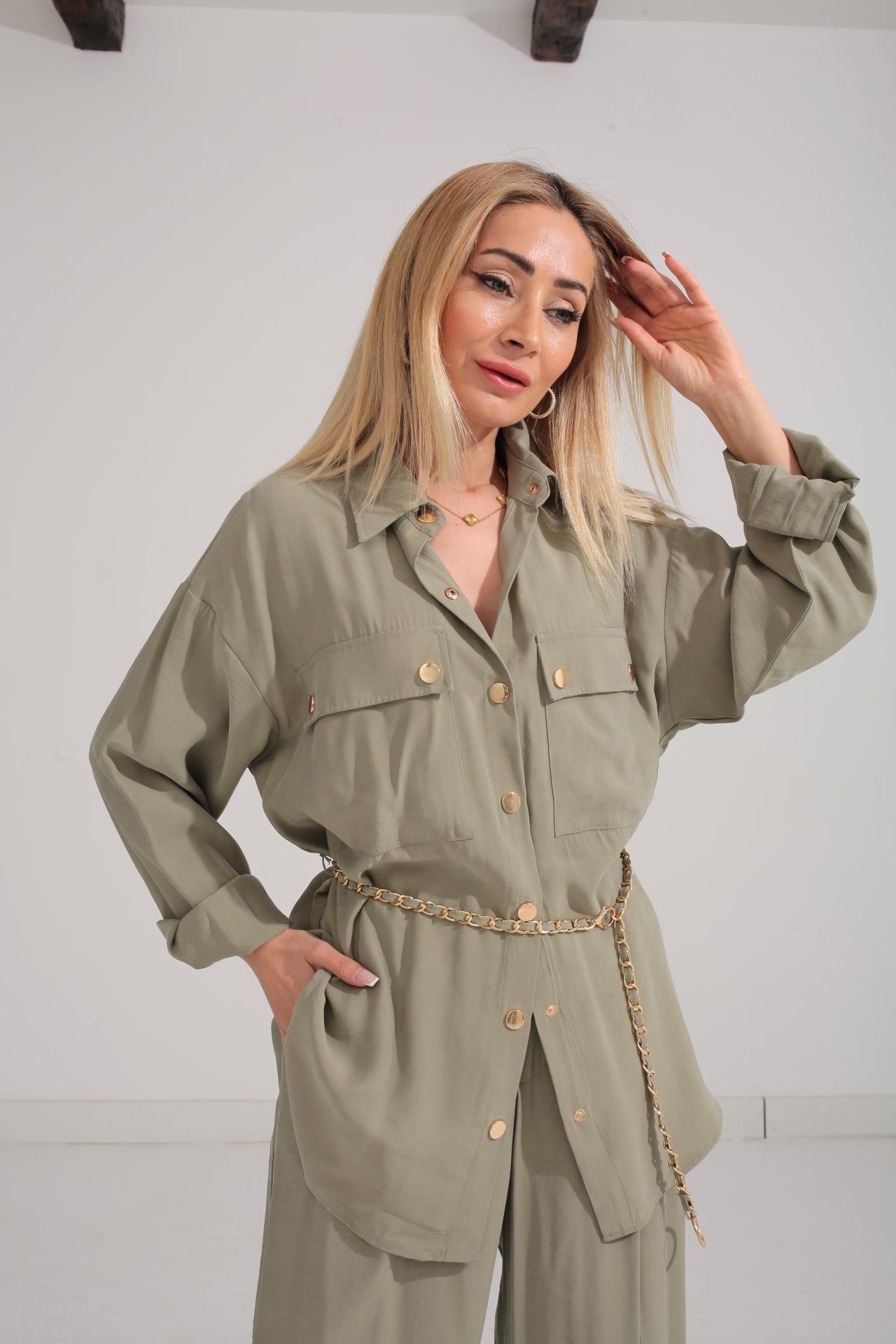 Zincir Kemerli Mint Tensel Takım TAKIM