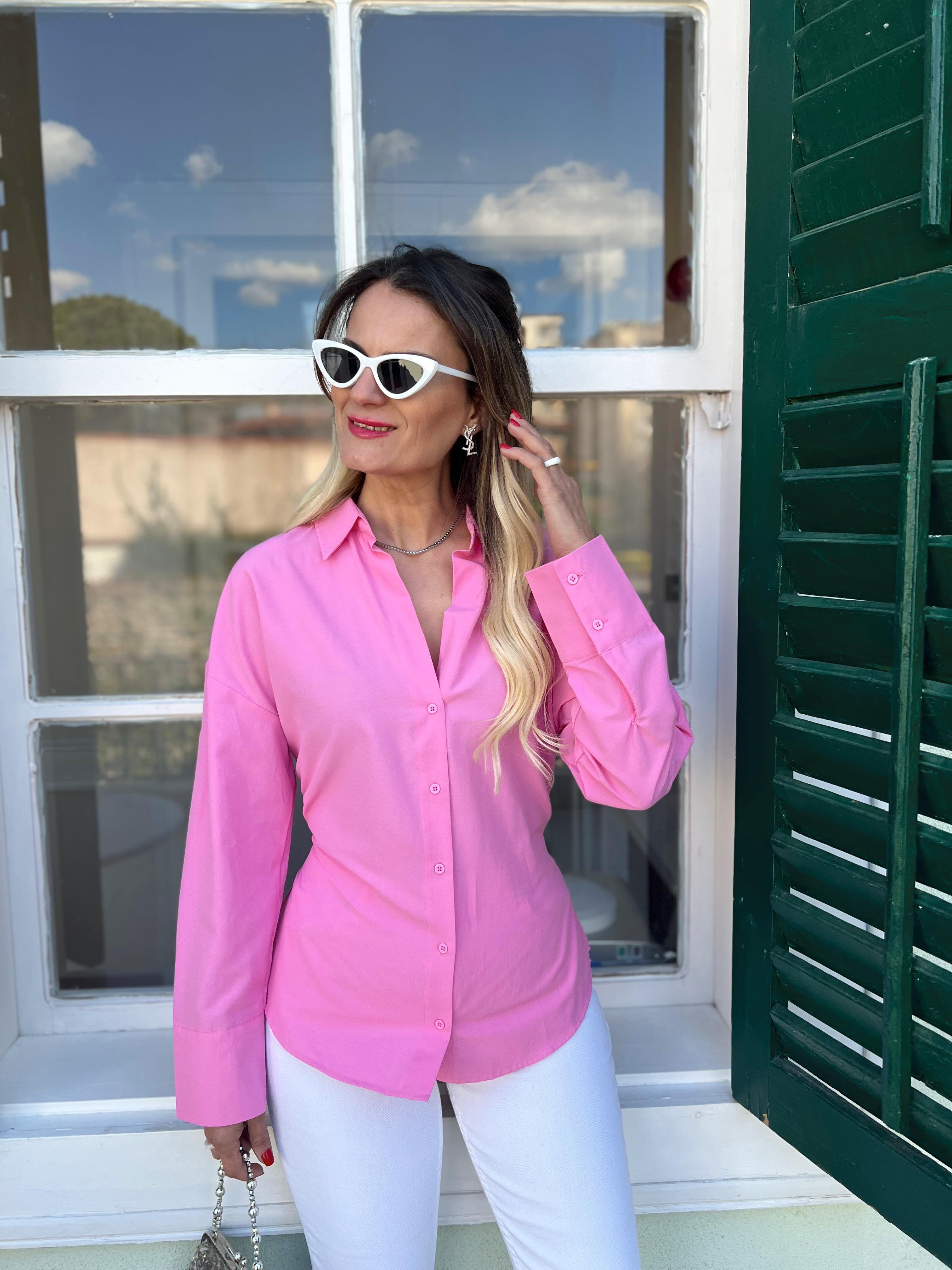 ARKA KEMERLİ POPLİN PEMBE GÖMLEK · 5