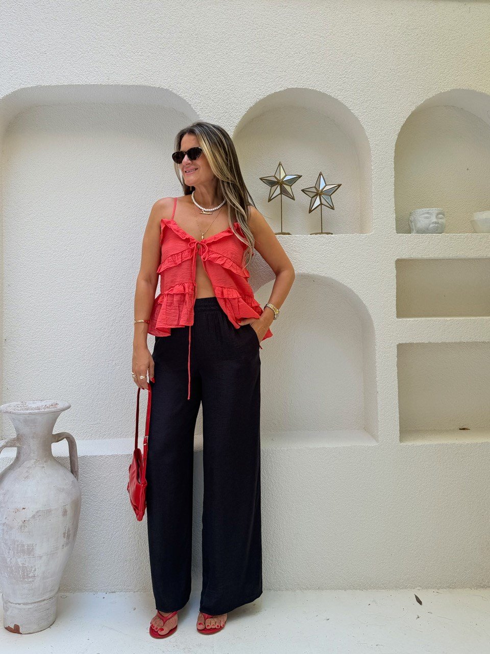 Nişantaşı Butik BOL PAÇA DÖKÜM TİRİL PANTOLON LACİVERT