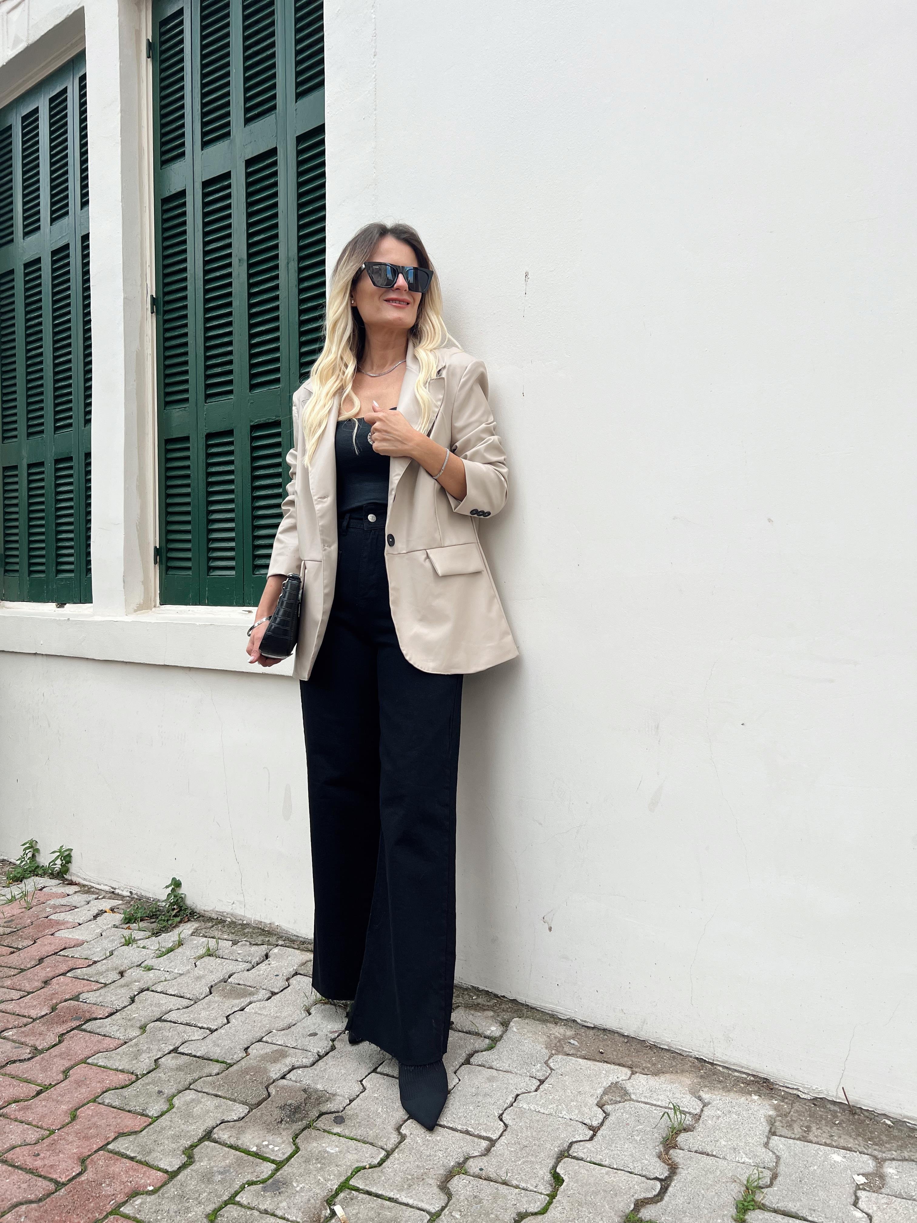 ÇİFT DÜĞME DERİ BEJ BLAZER CEKET · 3