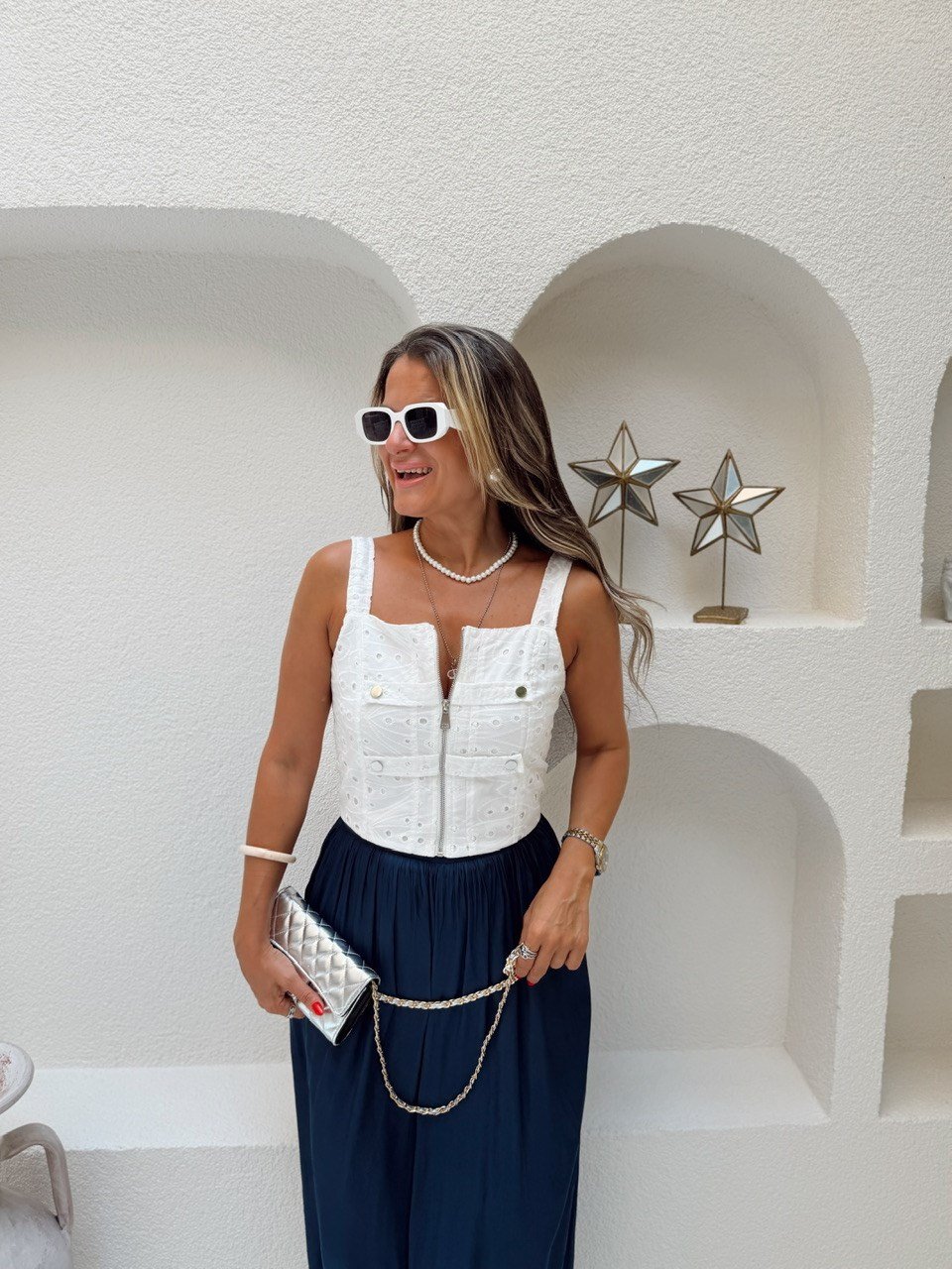 Nişantaşı Butik FERMUAR DETAY ASTARLI FİSTO BÜSTİYER BLUZ