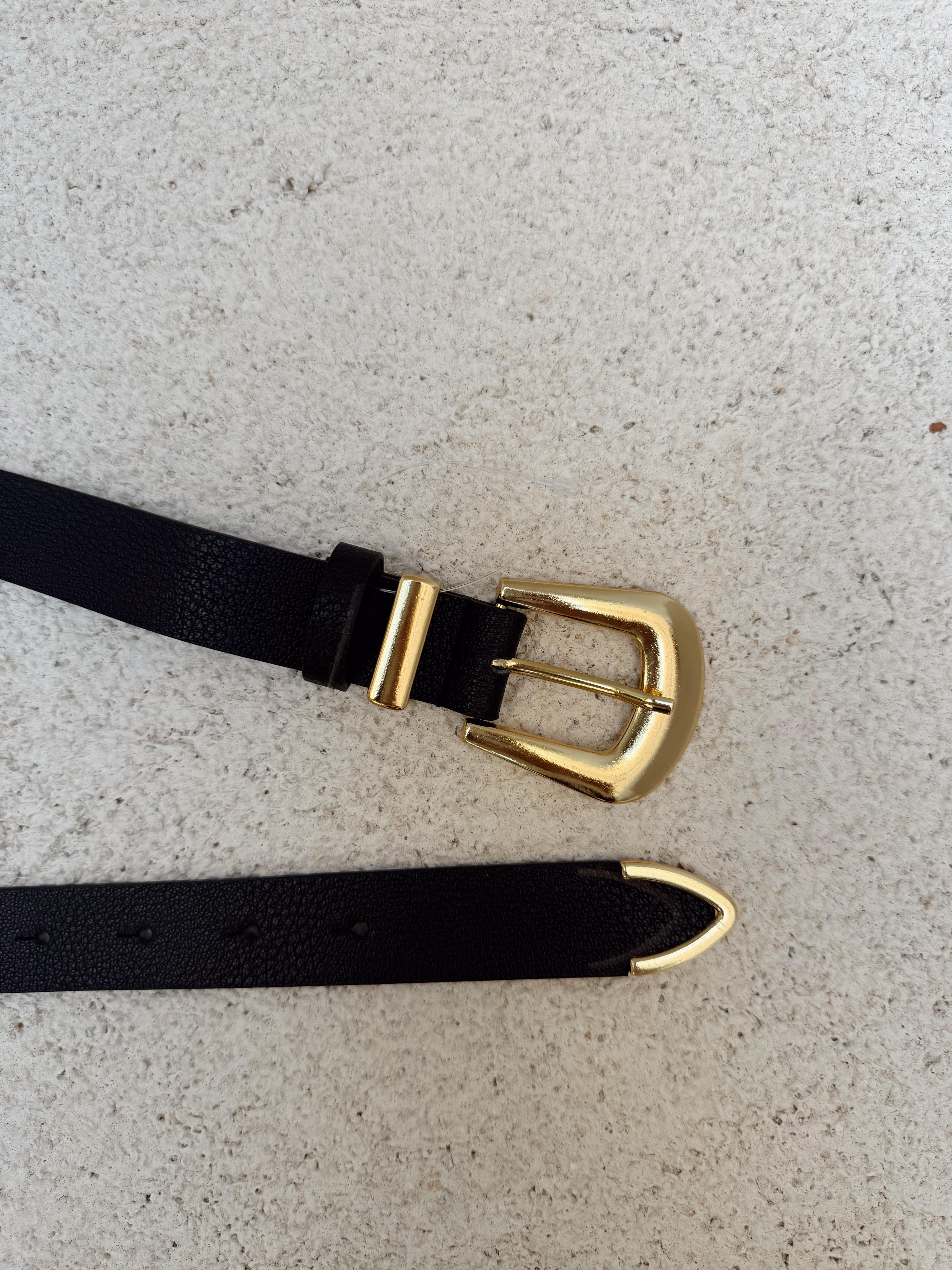 Nişantaşı Butik GOLD DETAY KLASİK SİYAH KEMER