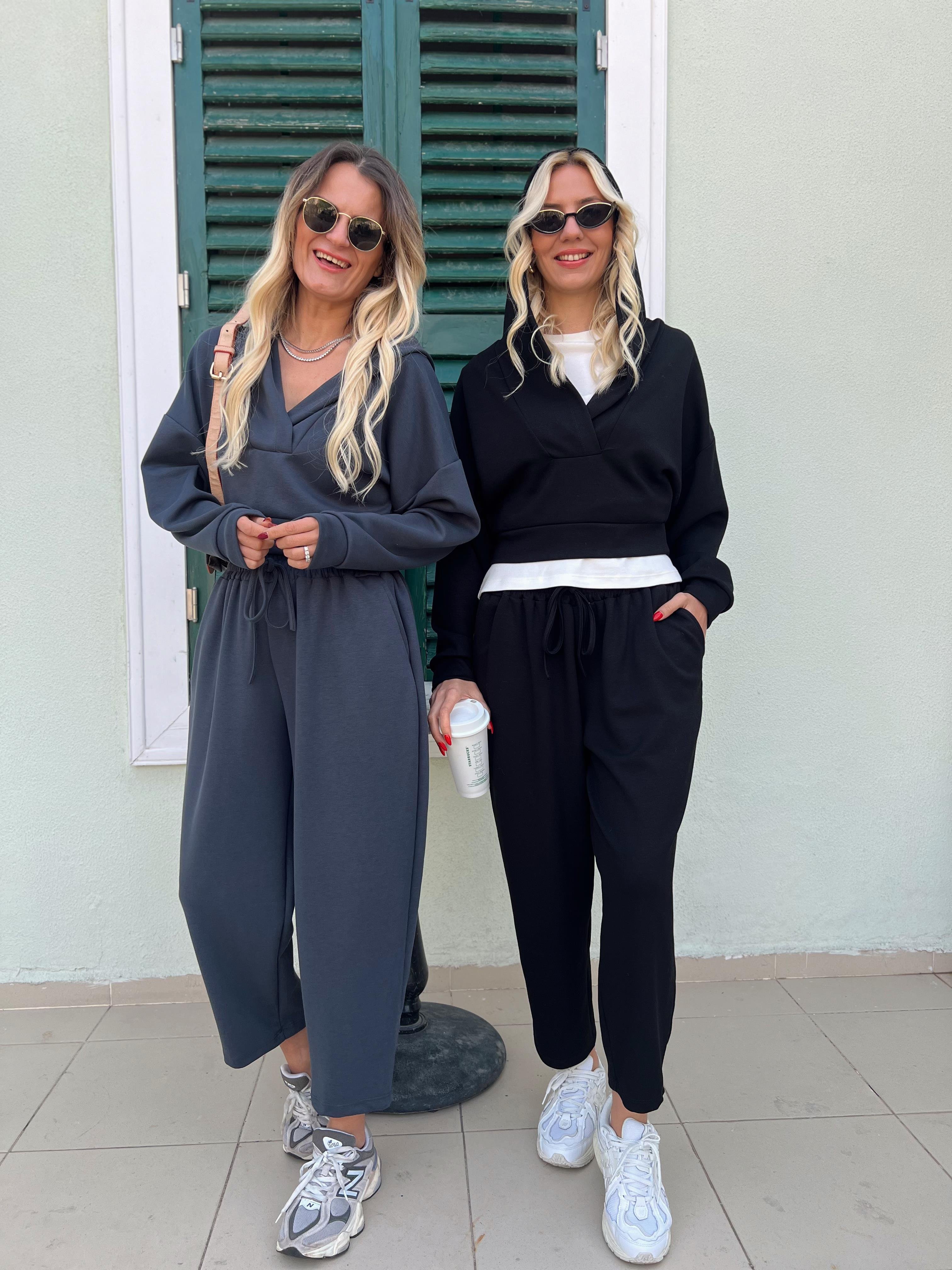 KAPÜŞONLU SWEAT PANTOLON TAKIM SİYAH · 5