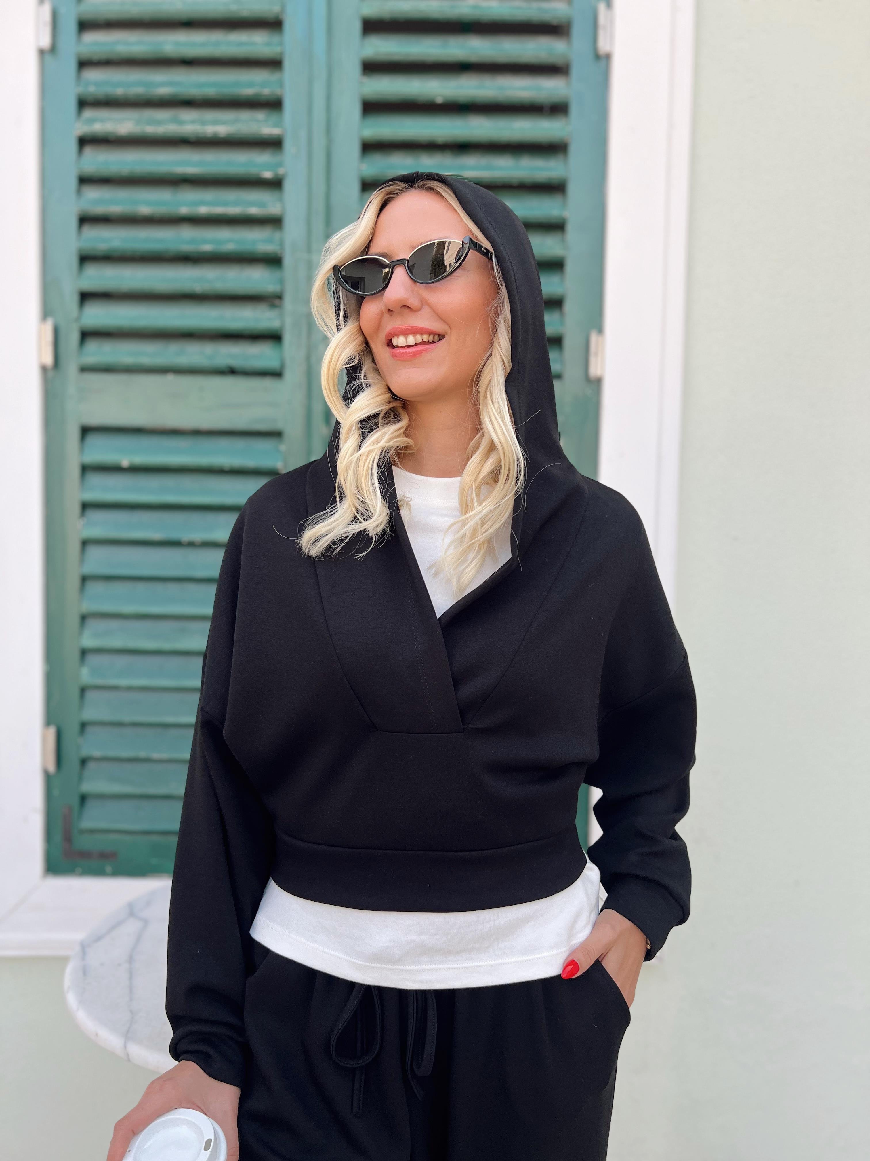 KAPÜŞONLU SWEAT PANTOLON TAKIM SİYAH · 2