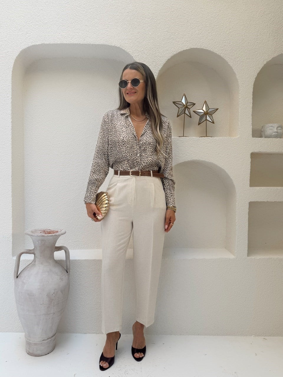 Nişantaşı Butik KEMERLİ NATURAL KETEN PANTOLON