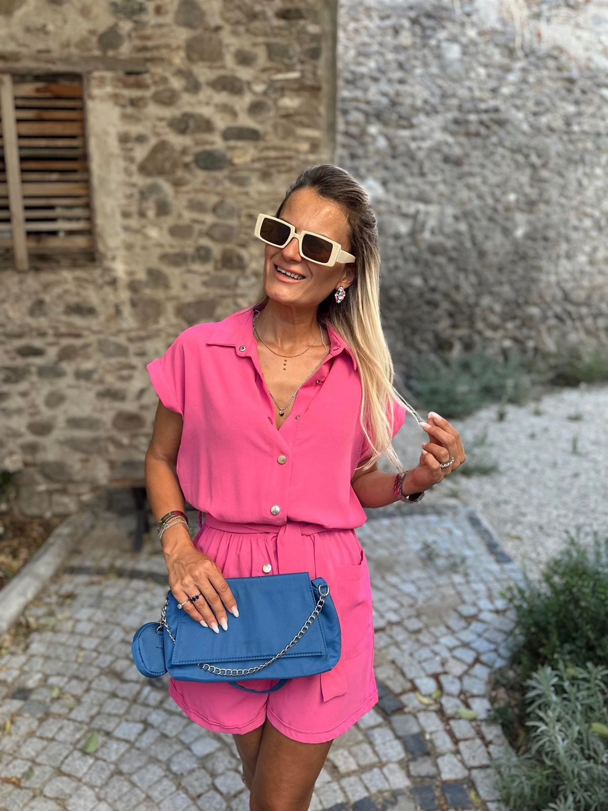 Nişantaşı Butik KUŞAK DETAY PEMBE TULUM