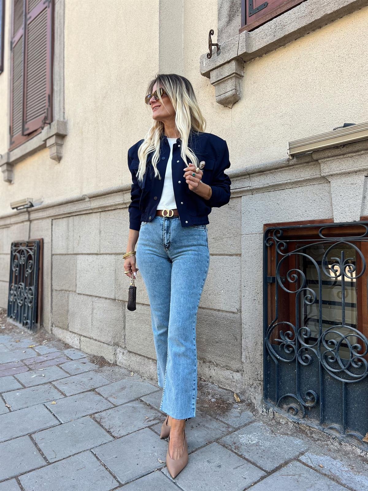 LACİVERT CEP DETAY BOMBER CEKET · 5