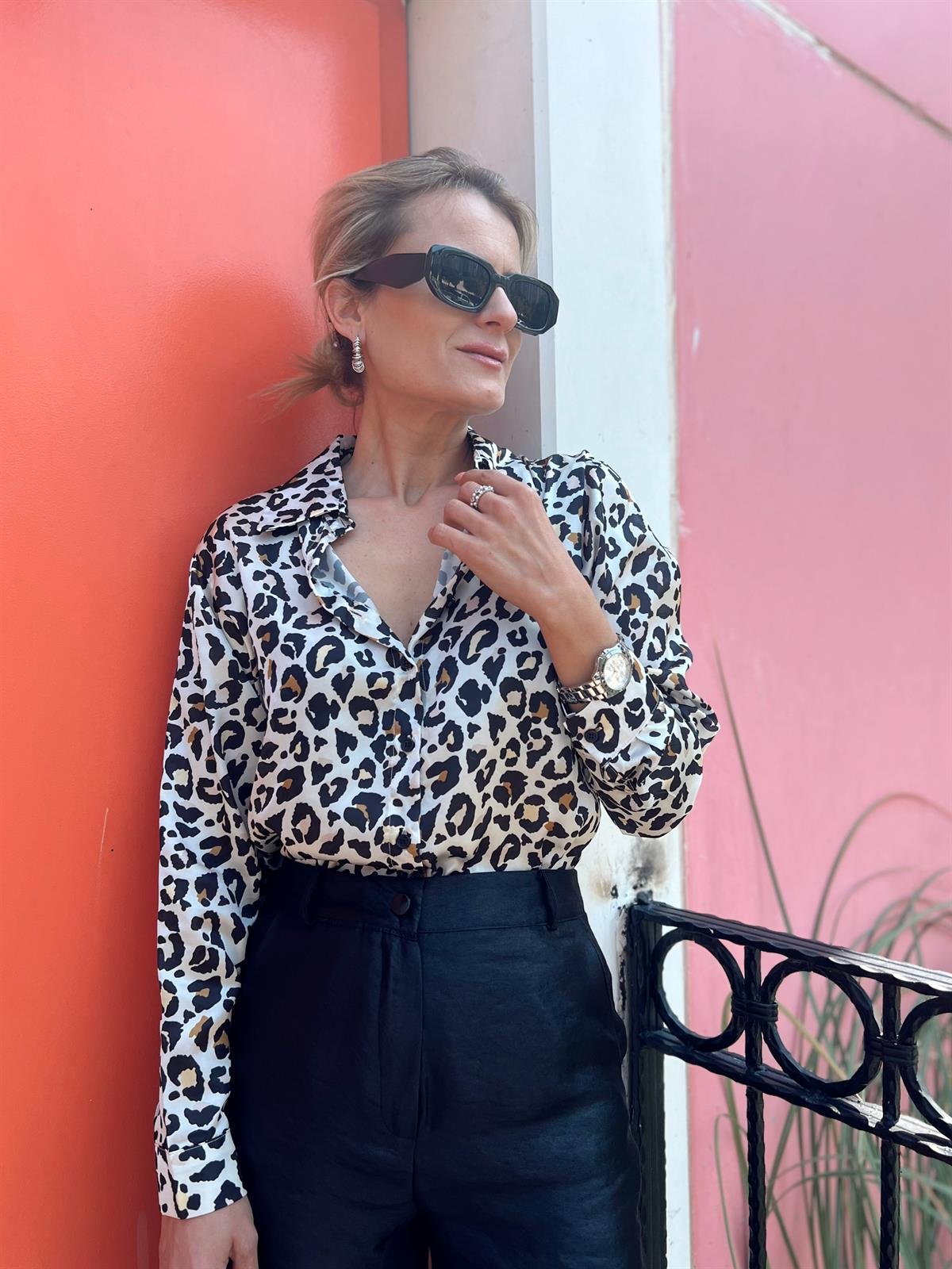 LEOPAR DESEN SATEN GÖMLEK