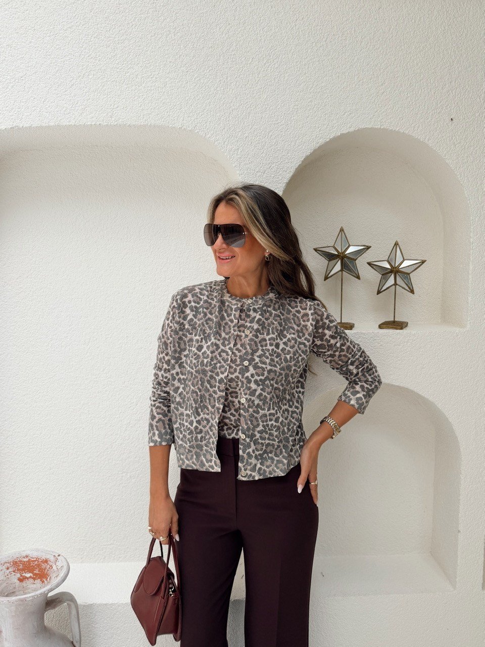 Nişantaşı Butik LEOPAR DESEN ZAR TRİKO HIRKA