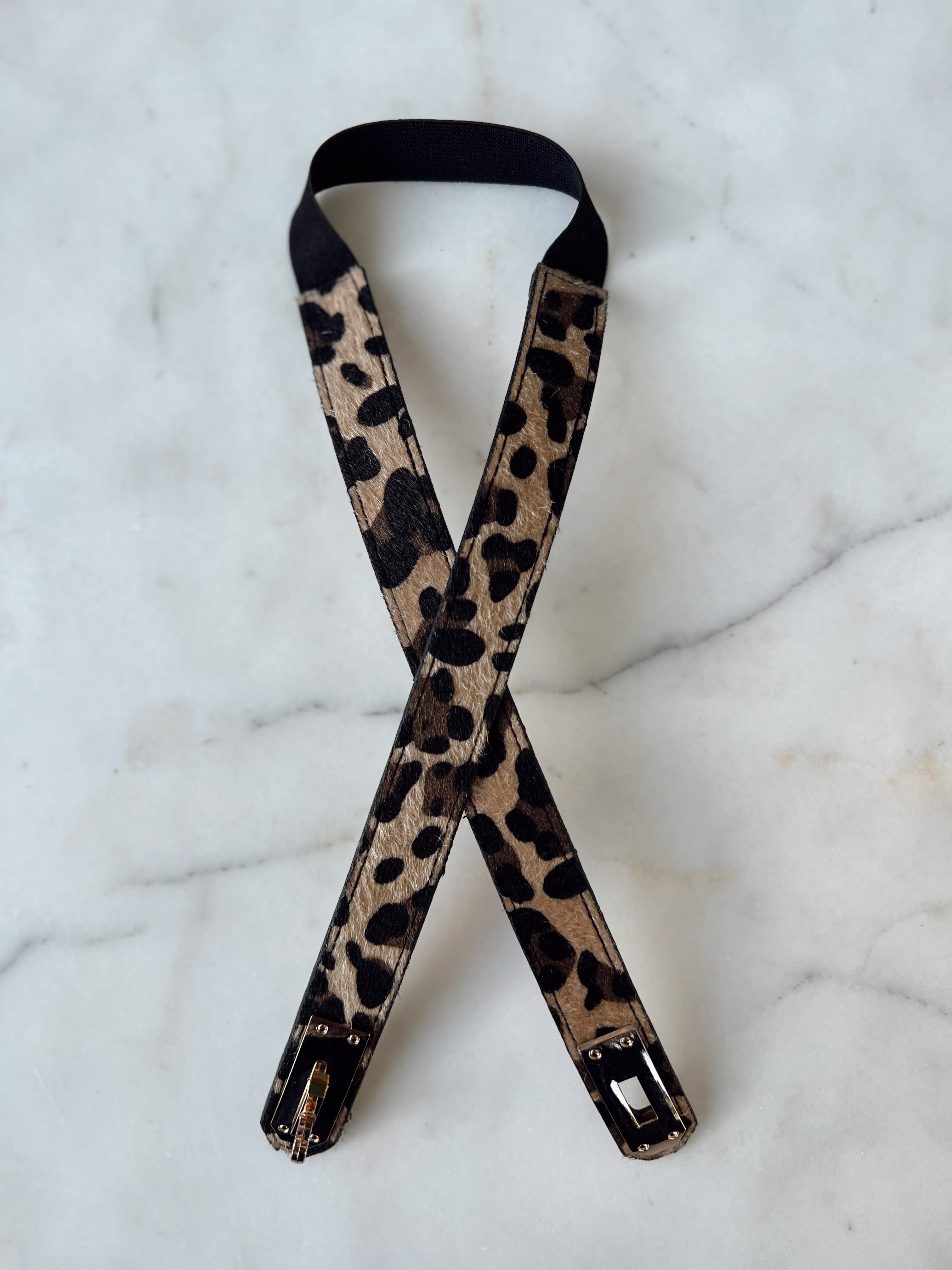 Nişantaşı Butik LEOPAR LASTİKLİ KEMER GOLD TOKA