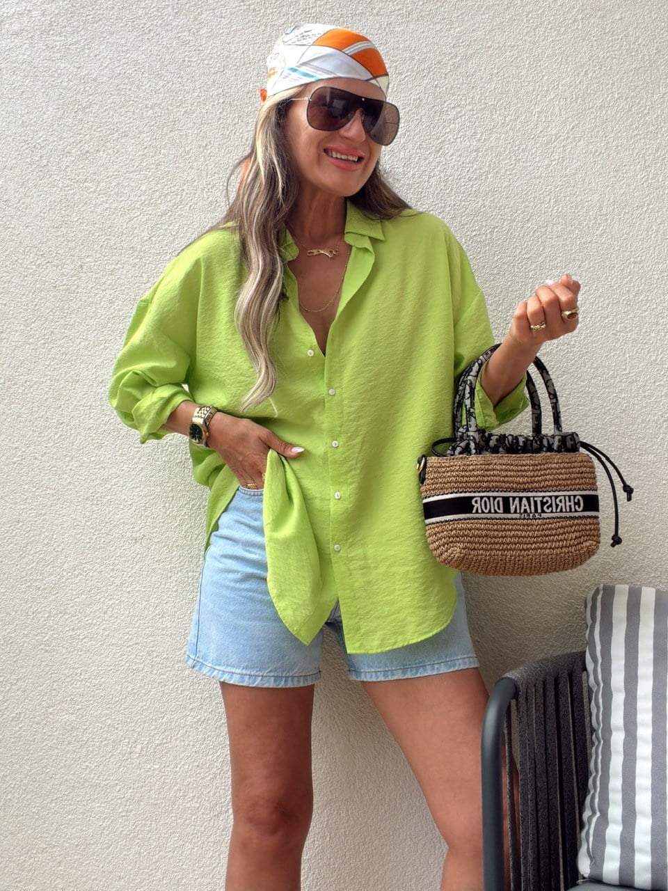 Nişantaşı Butik LİME YEŞİL TİRİL GÖMLEK