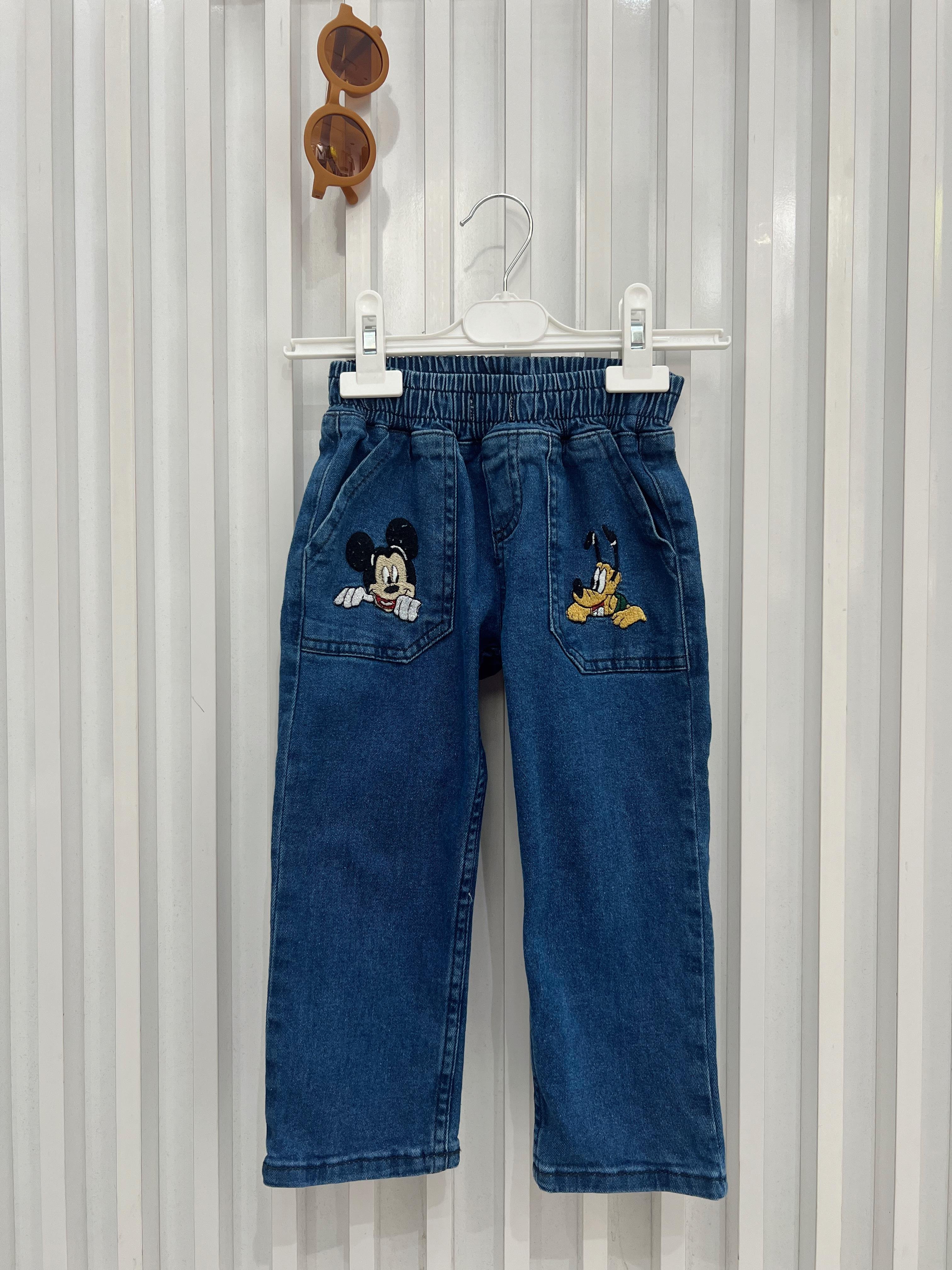 Nişantaşı Kids MİCKEY-GOOFY NAKIŞ İŞLEMELİ KOT PANTOLON