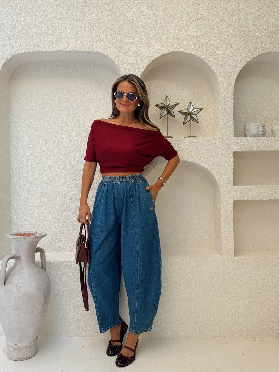 Nişantaşı Butik NAKIS DETAY MAVİ BALON JEAN