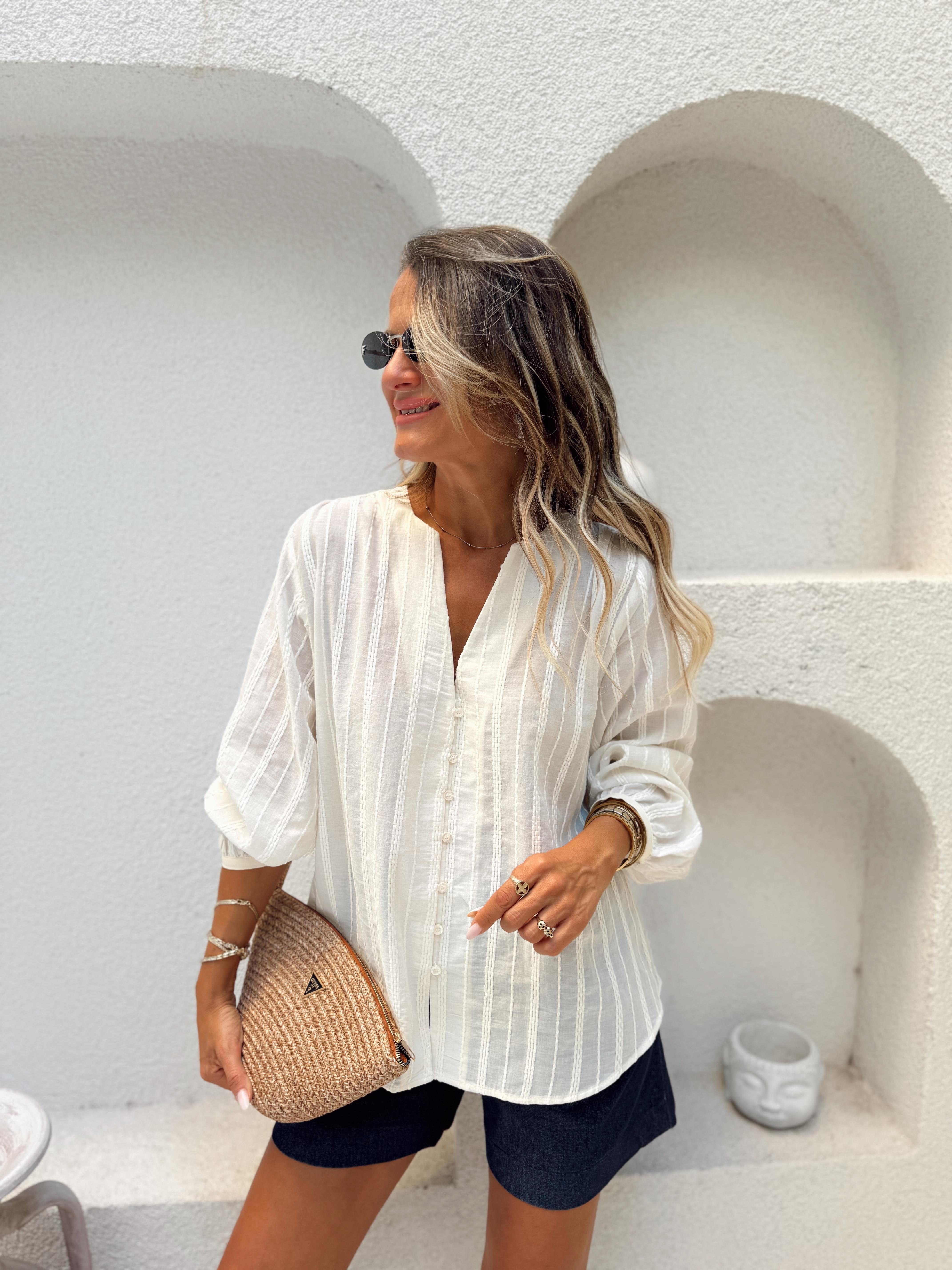 Nişantaşı Butik NAKIŞ MOTİFLİ NATURAL GÖMLEK