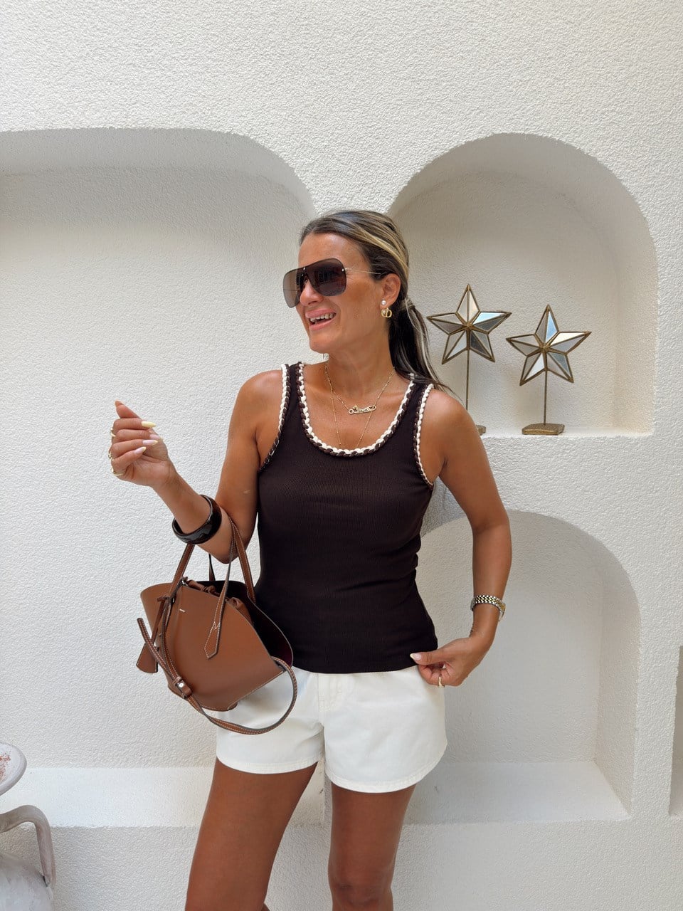 Nişantaşı Butik ÖRME YAKA DETAY BASİC KAHVERENGİ