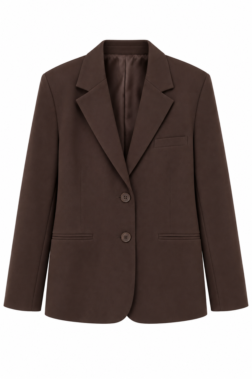 Nişantaşı Butik OVERSİZE ÇİFT DÜĞME DETAY BLAZER KAHVERENGİ
