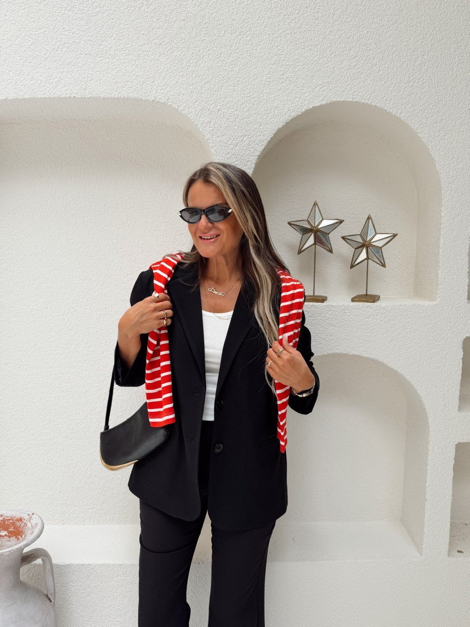 Nişantaşı Butik OVERSİZE ÇİFT DÜĞME DETAY BLAZER SİYAH
