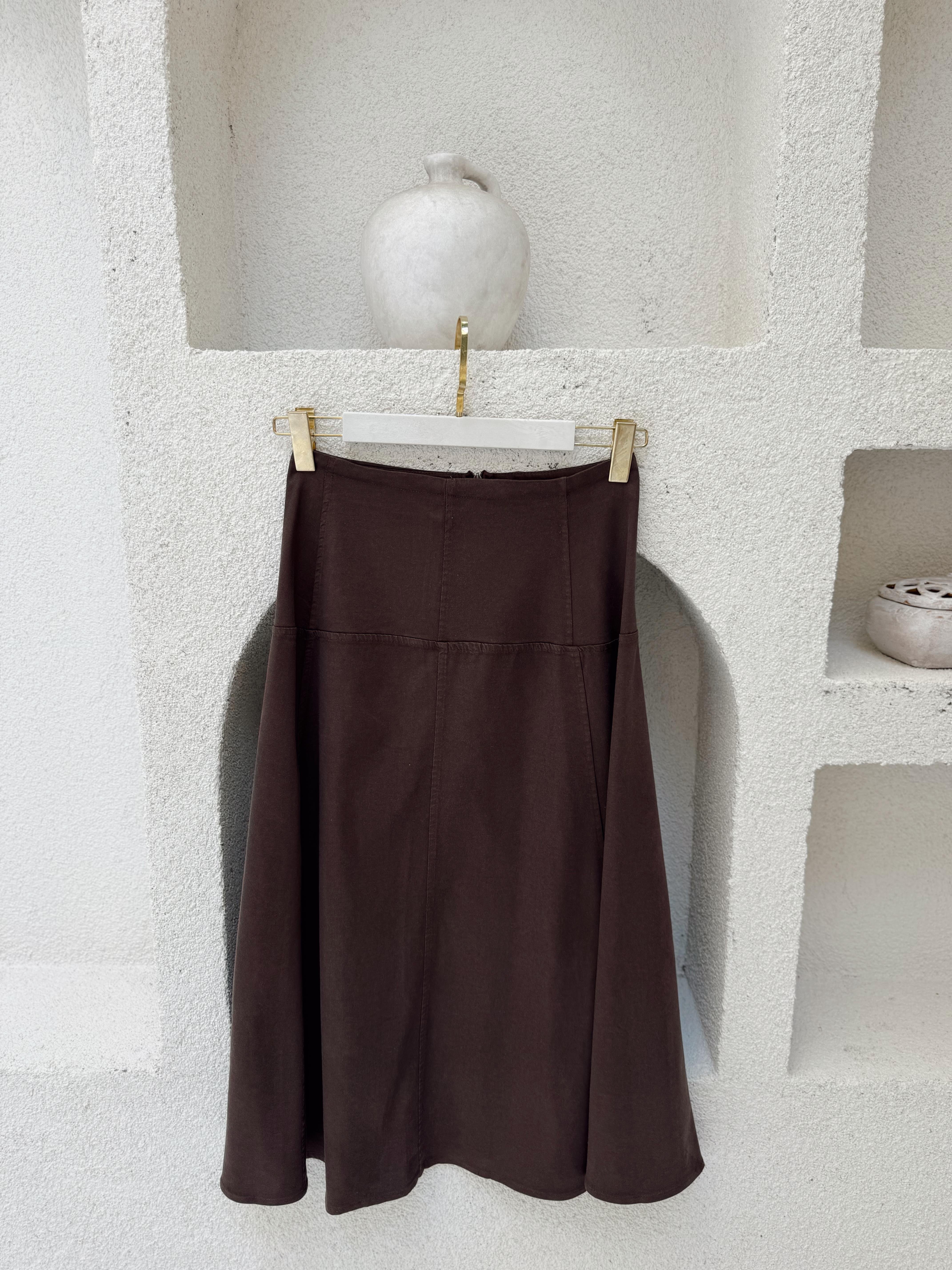 Nişantaşı Butik PARÇA DİKİŞ DETAY ACIKAHVE GABARDİN ETEK