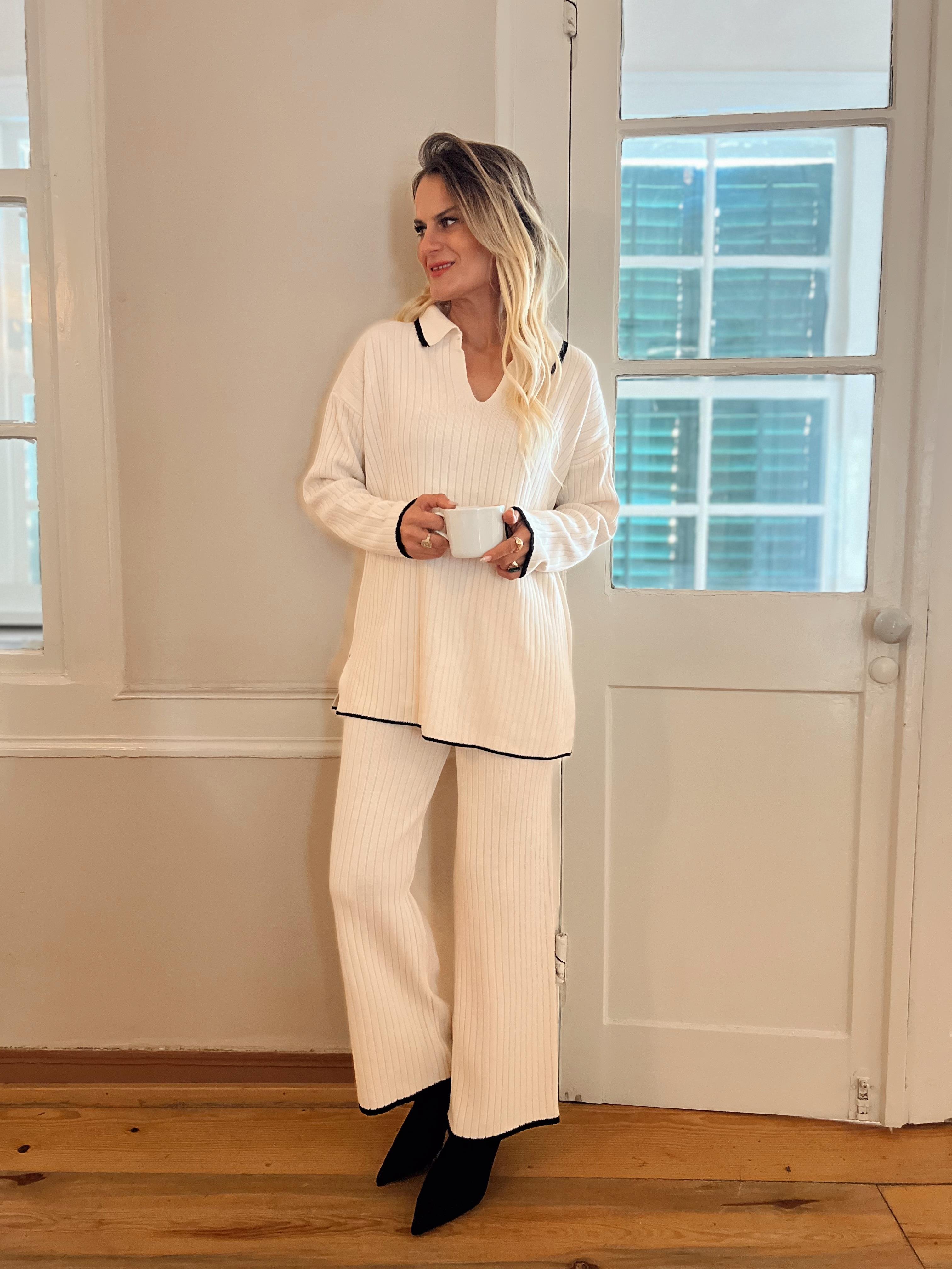 POLO YAKA KAZAK PANTOLON TRİKO TAKIM EKRU · 3