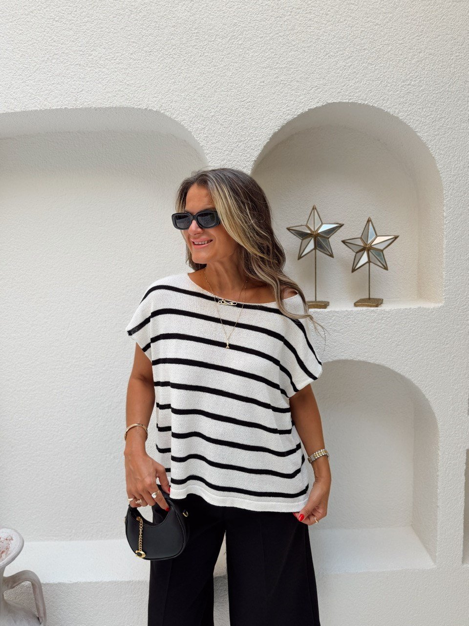 Nişantaşı Butik SİYAH ÇİZGİLİ MERSERİZE 