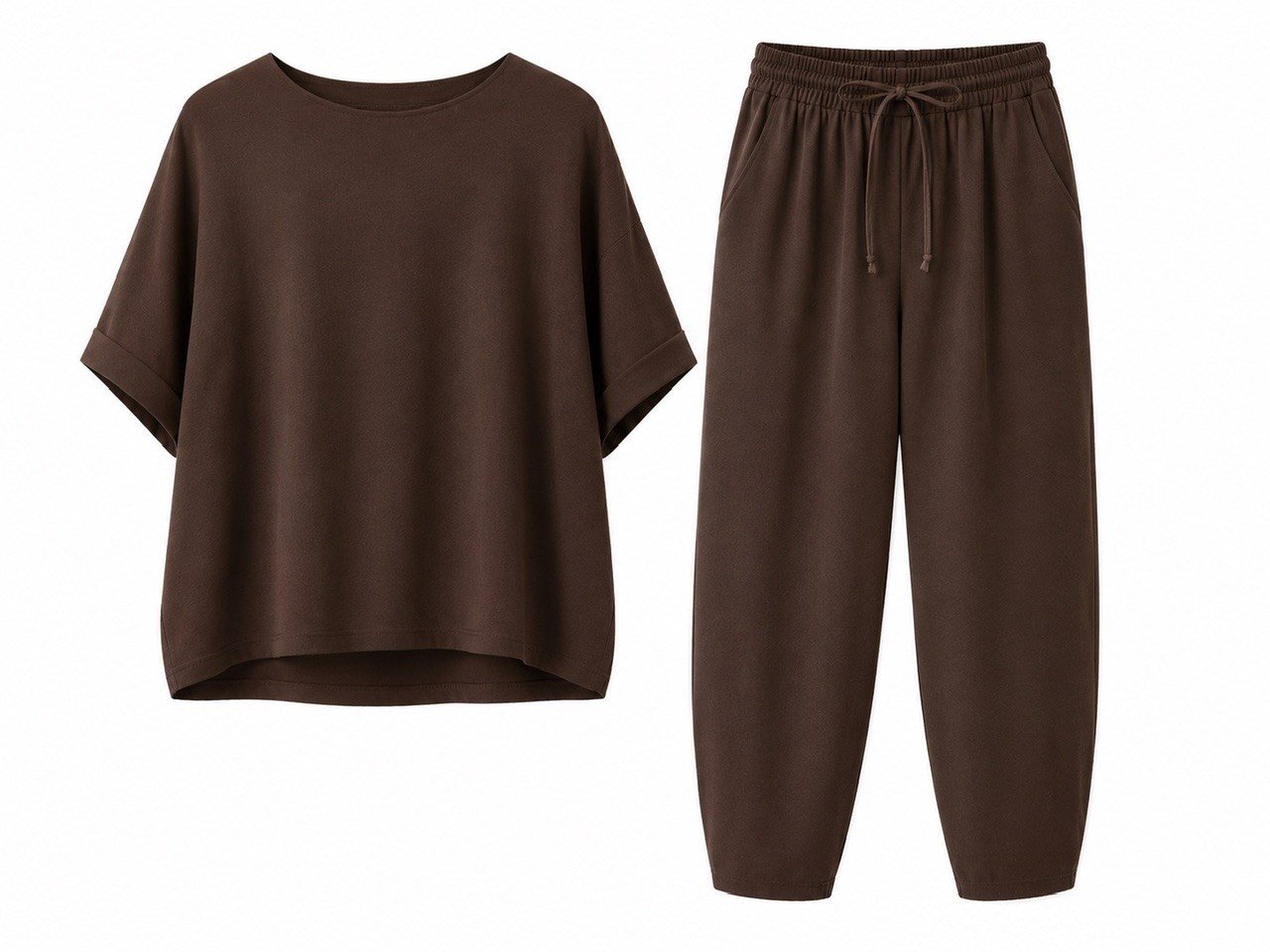 Nişantaşı Butik TENSEL PANTOLON&BLUZ TAKIM KAHVERENGİ