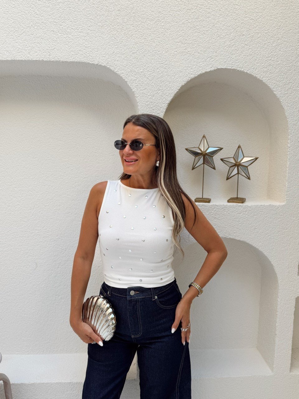 Nişantaşı Butik TROK DETAY BEYAZ COTTON BASİC
