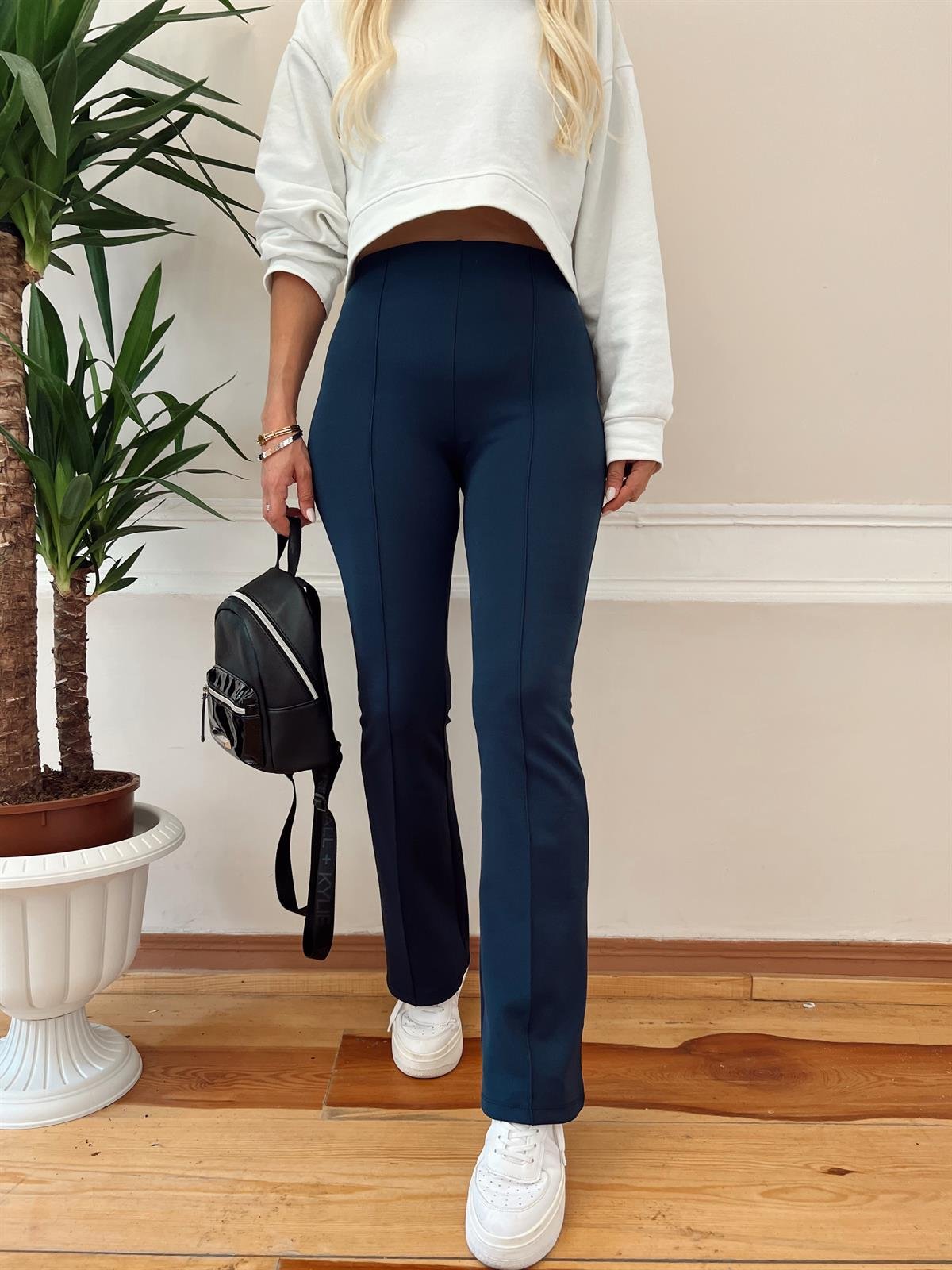 YÜKSEK BEL ÇELİK TAYT PANTOLON LACİVERT · 3