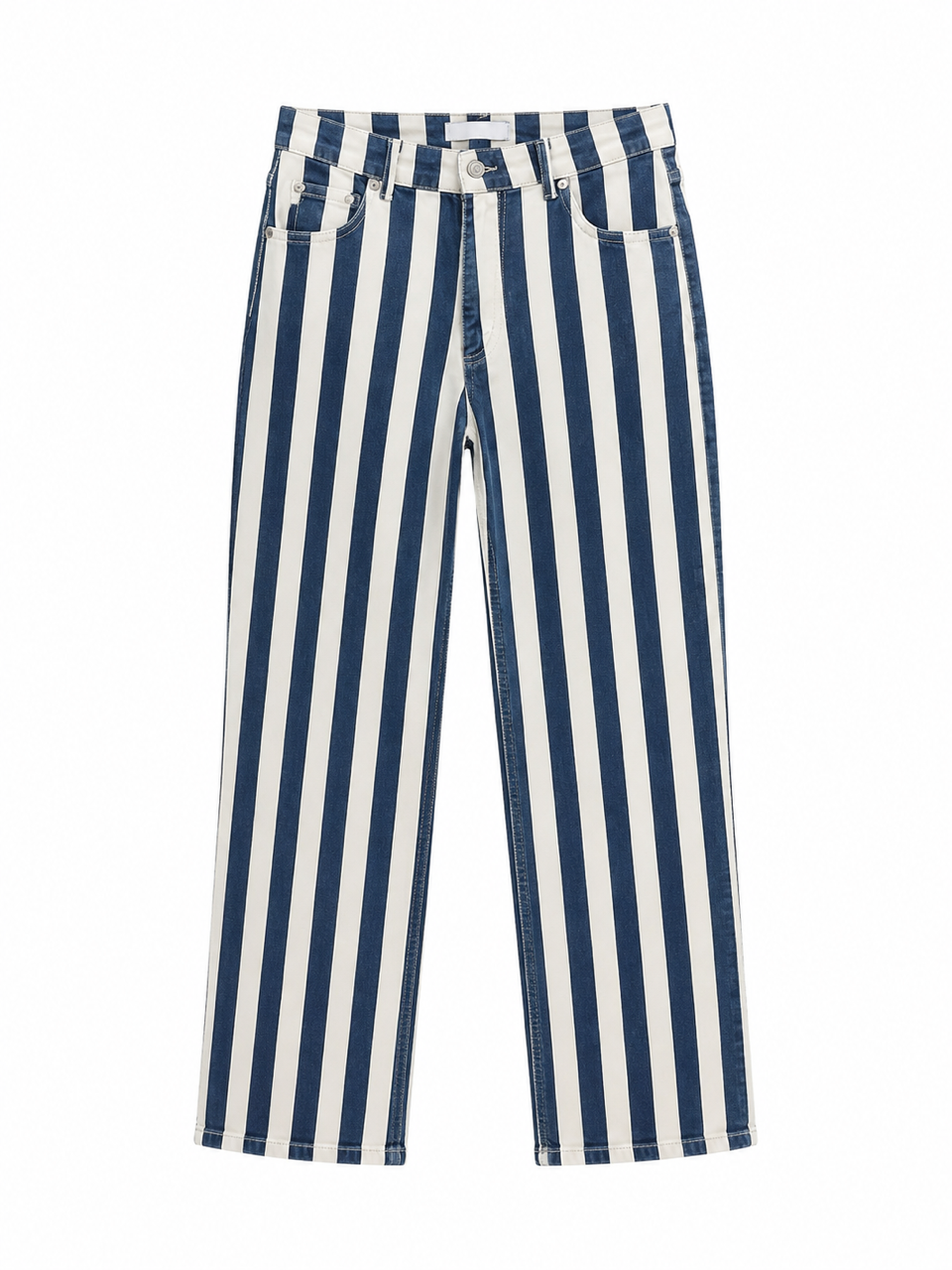 Nişantaşı Butik YÜKSEK BEL ÇİZGİLİ MARİNE STRAİGHT FİT JEAN