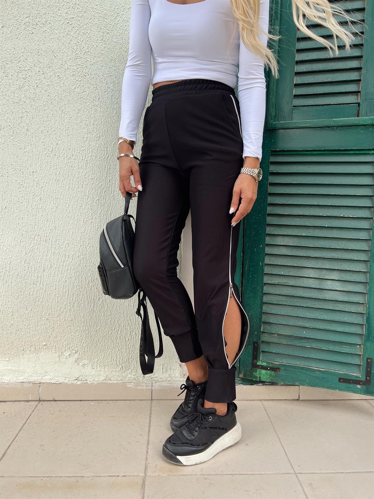 YÜKSEK BEL FERMUAR DETAY JOGGER PANTOLON · 3