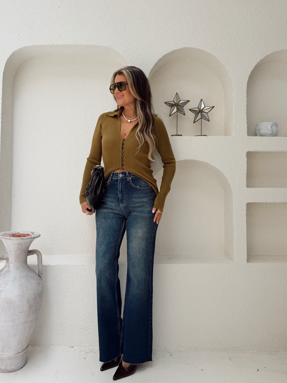 Nişantaşı Butik YÜKSEK BEL LİKRALI PUSH UP ESKİTME YIKAMALI JEAN