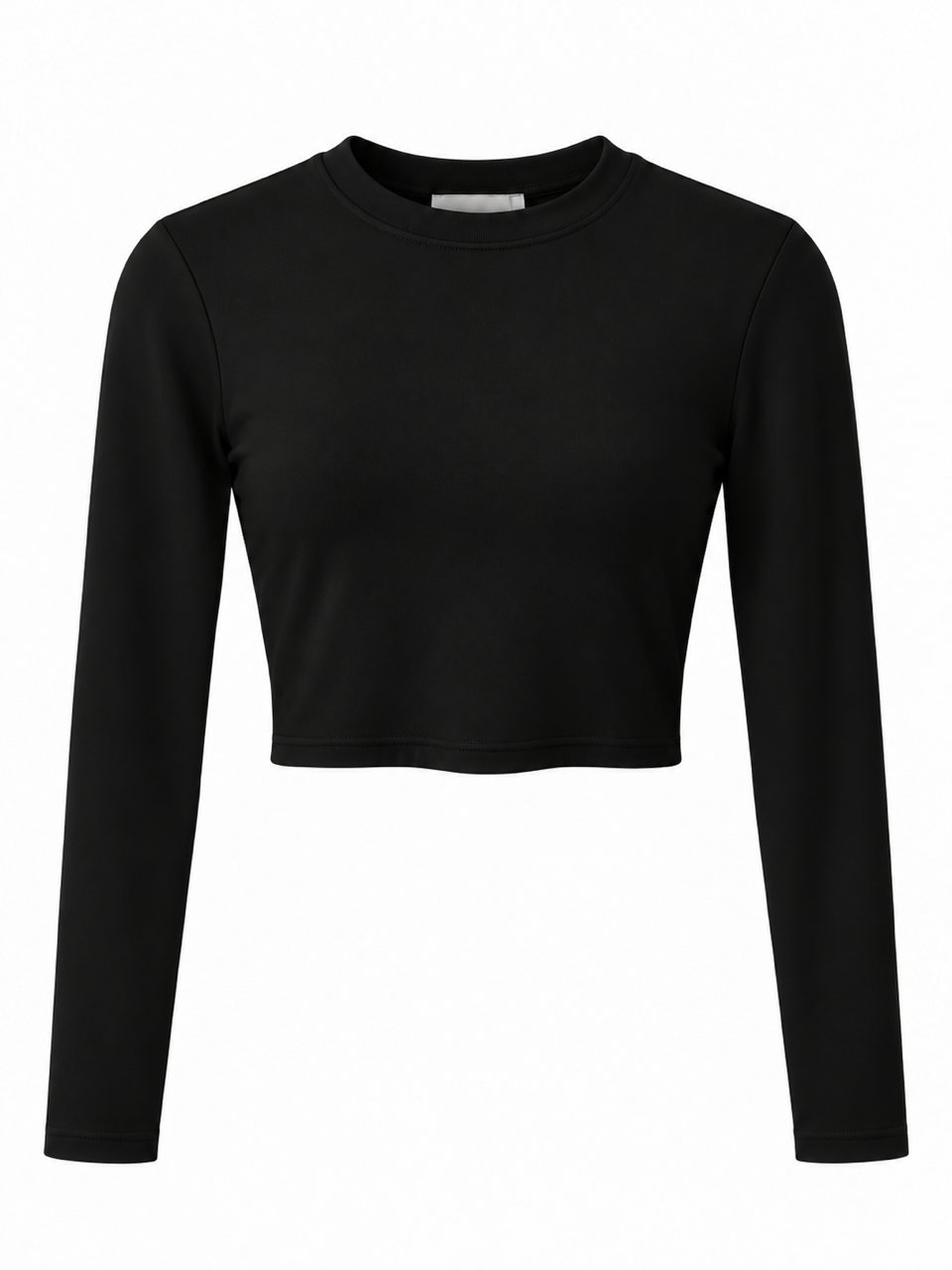 Nişantaşı Butik YUVARLAK YAKA CROP BASİC SİYAH