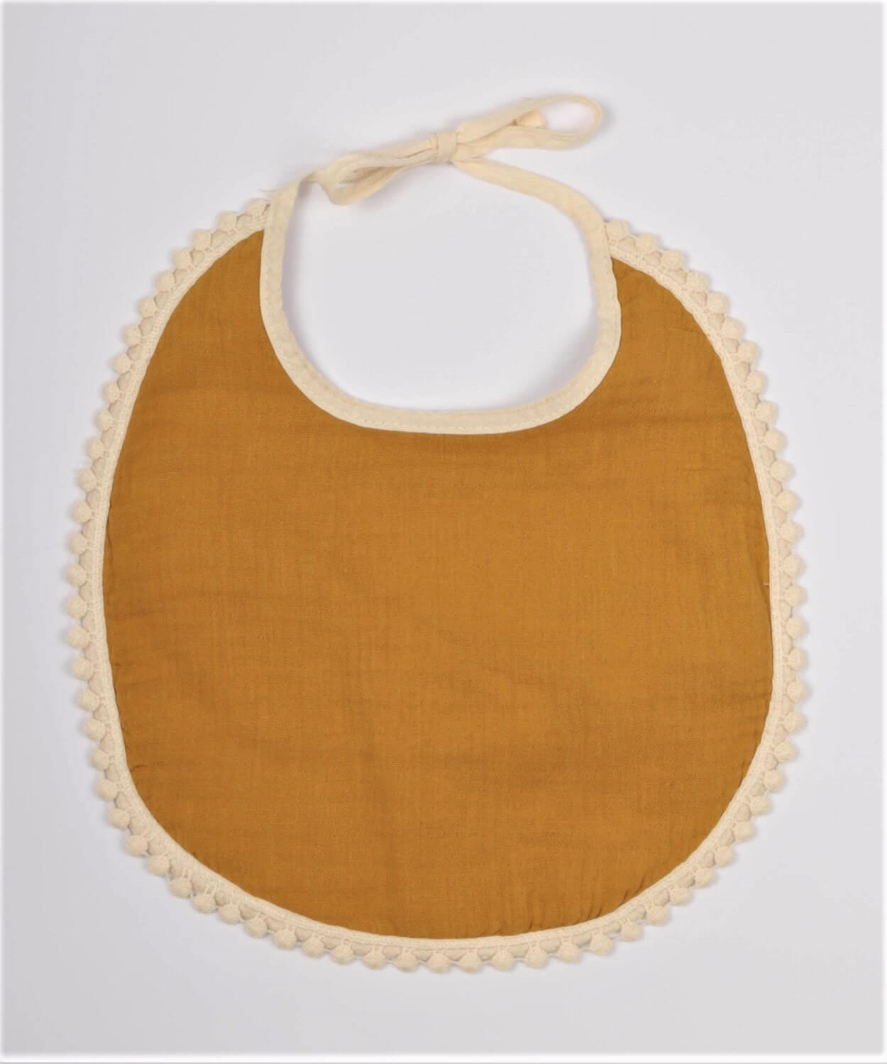 100109-509CigitBağlamalı Bebek Mama Önlüğü 25 cm muslin hardal