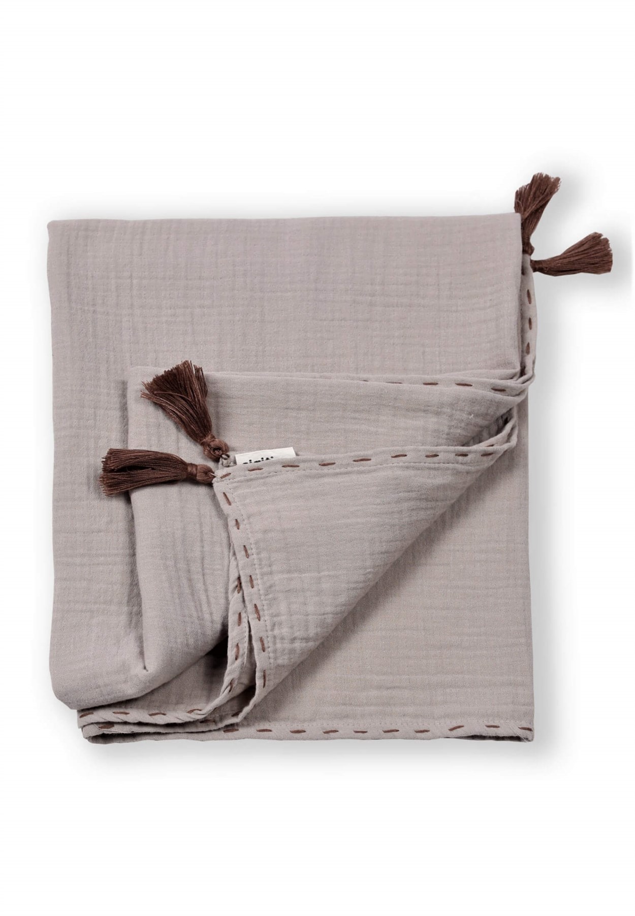 100114-777CigitPüsküllü Müslin Battaniye (Yıkanmış) 100X100 cm +/- 2 cm Vizon