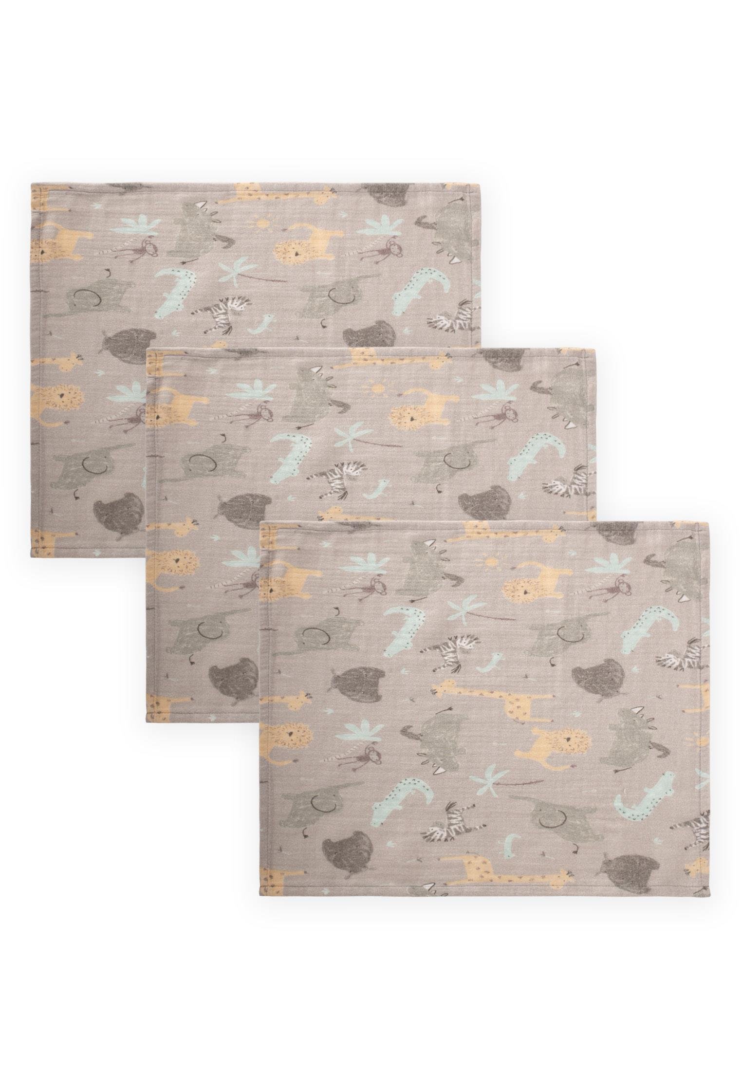 CigitÜçlü Müslin Ağız Bezi 20x30 cm Hayvan Baskılı Bej