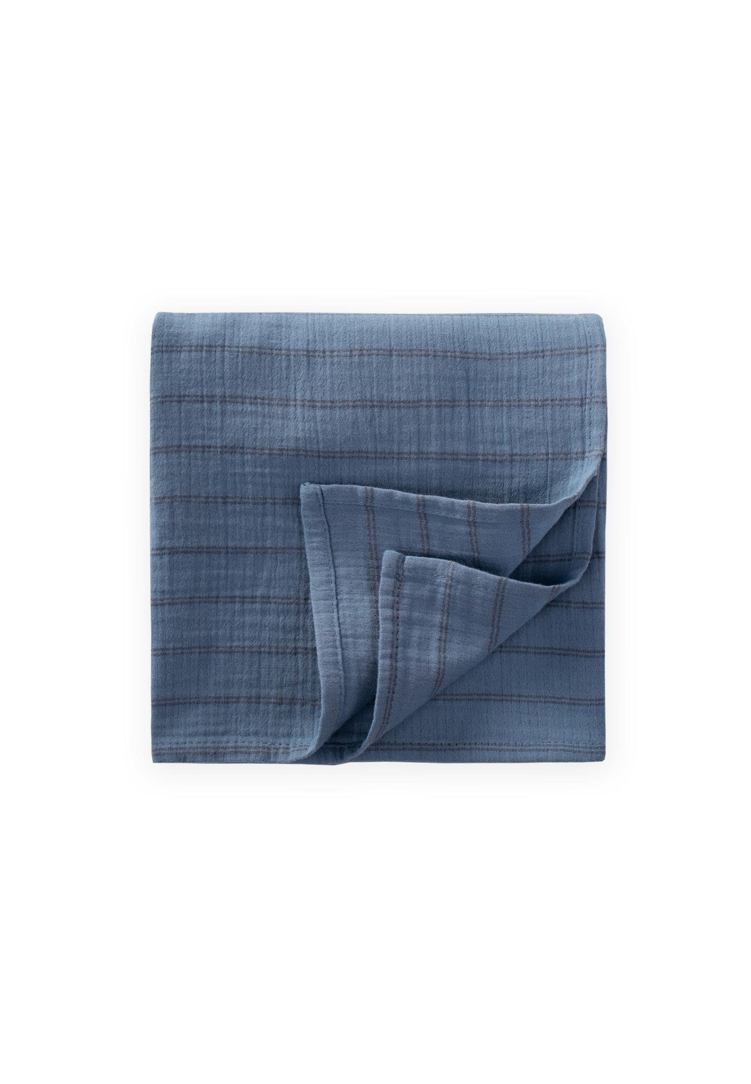 CigitNaturel Battaniye 90X100Cm İNDİGO ÇİFT ÇİZGİ