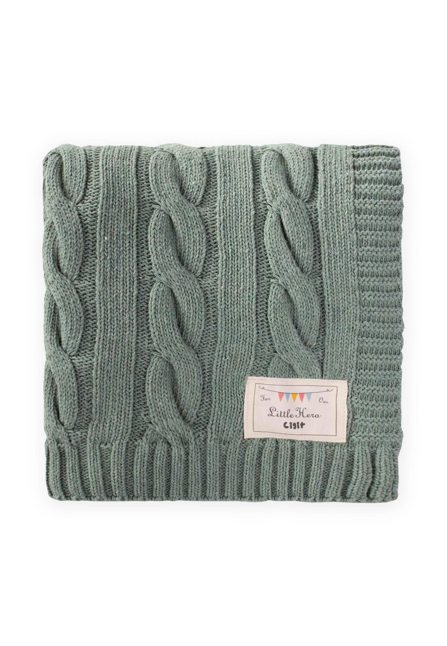 CigitSaç Örgü Triko Battaniye 80X100 Cm (+/-5 Cm) MİNT YEŞİLİ