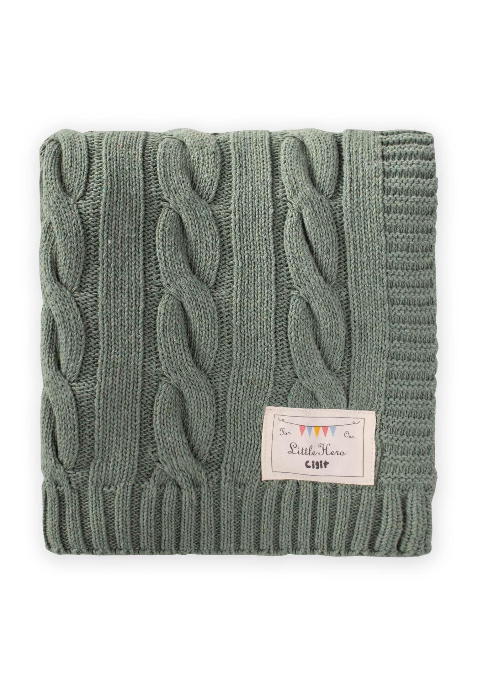 CigitSaç Örgü Triko Battaniye 80X100 Cm (+/-5 Cm) YEŞİL