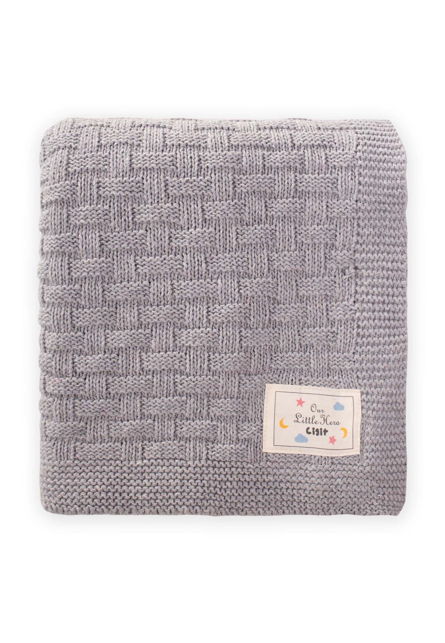 CigitRoma Desen Triko Battaniye 80X100Cm GRİ