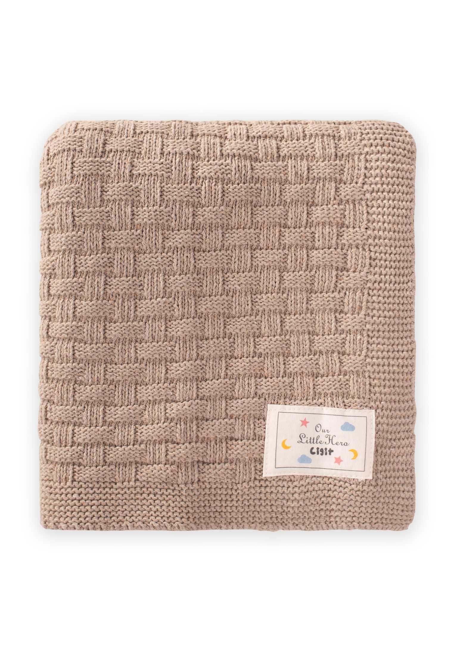 CigitRoma Desen Triko Battaniye 80X100Cm BEJ