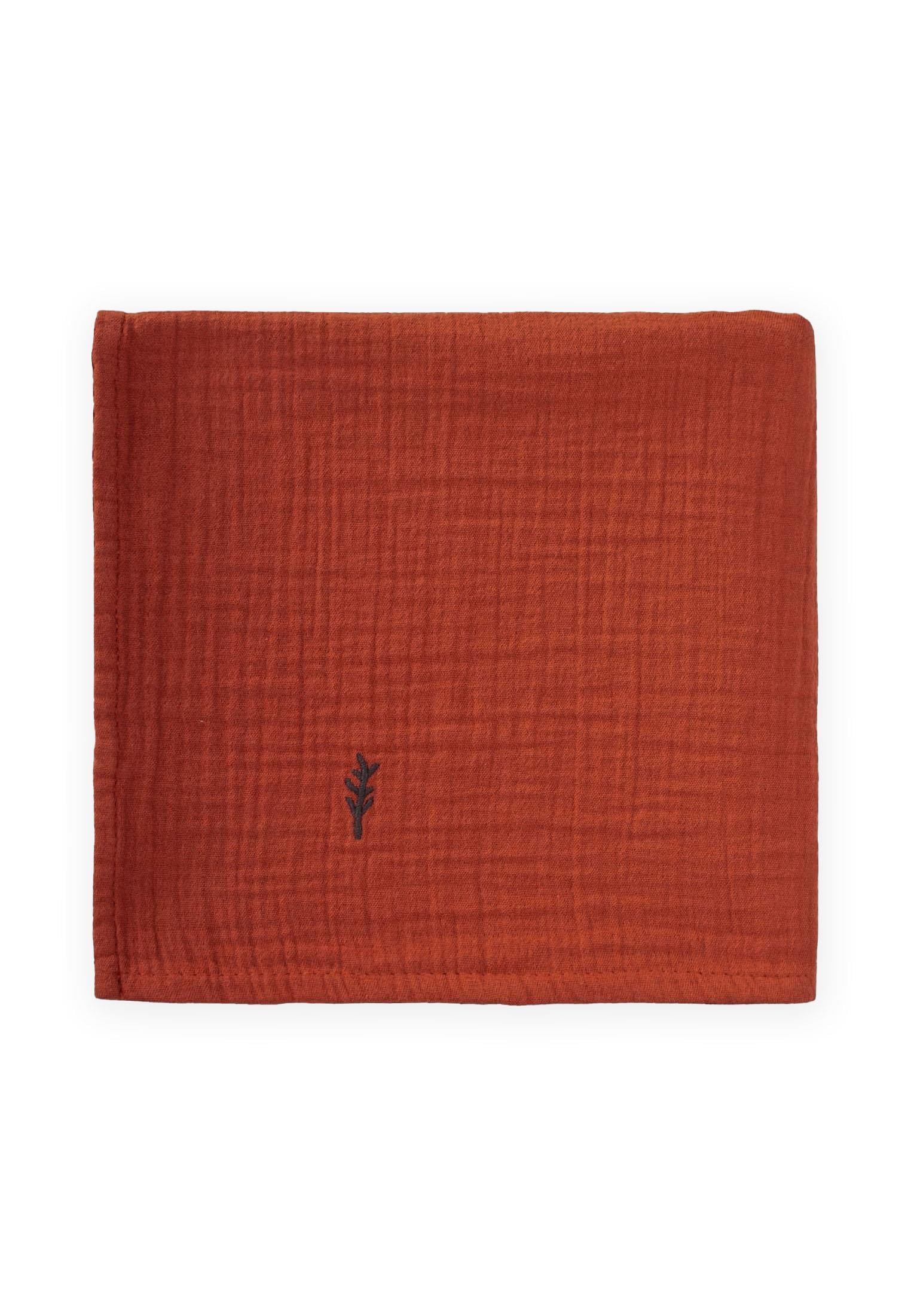 CigitNakışlı Müslin Battaniye 90X100 Cm RUST