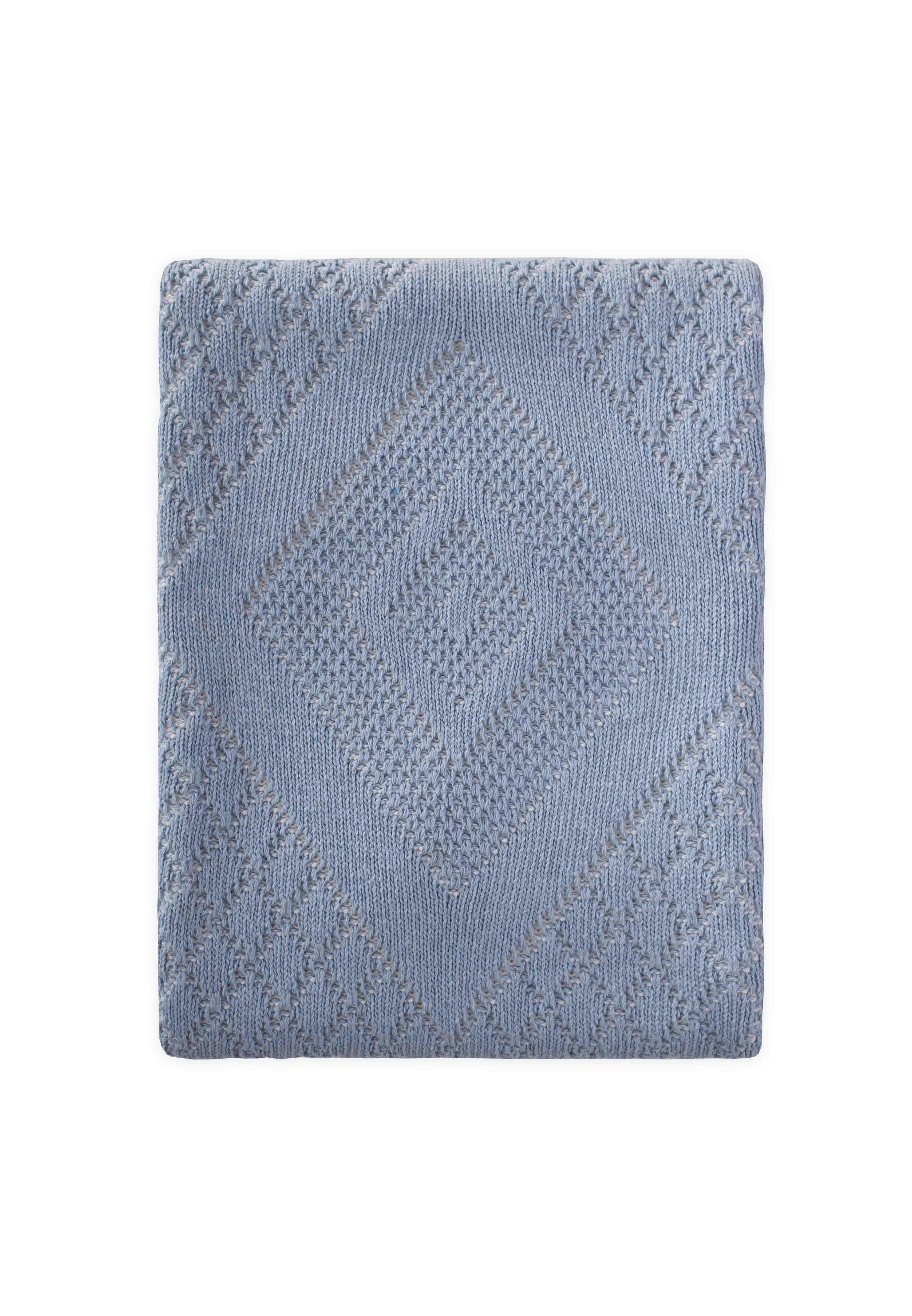 CigitFloransa Model Kutulu Battaniye 80X100 Cm MAVİ EKRU