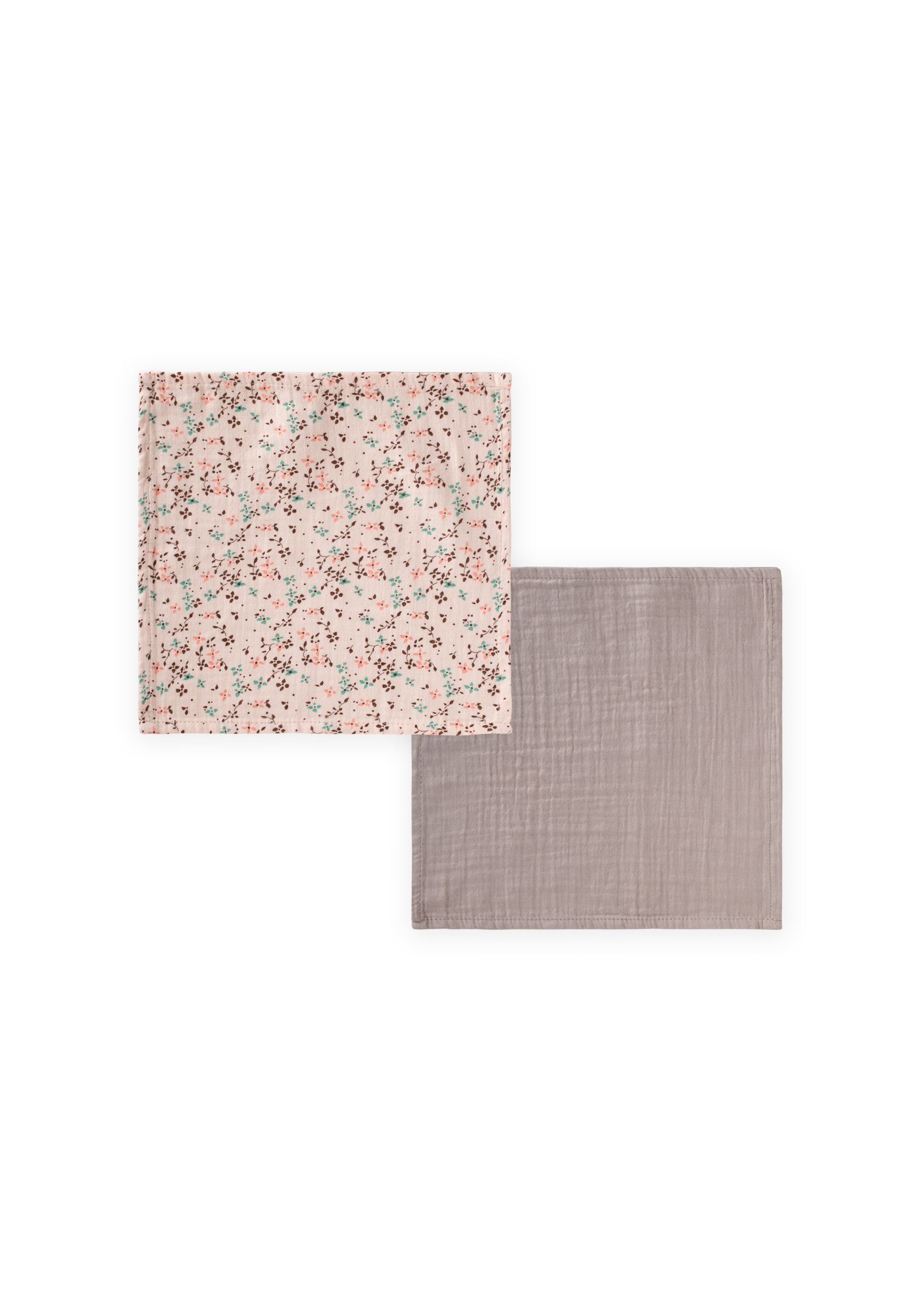 Cigitİkili Ağız Bezi 25x25 cm Pudra Çiçek Baskılı, Vizon