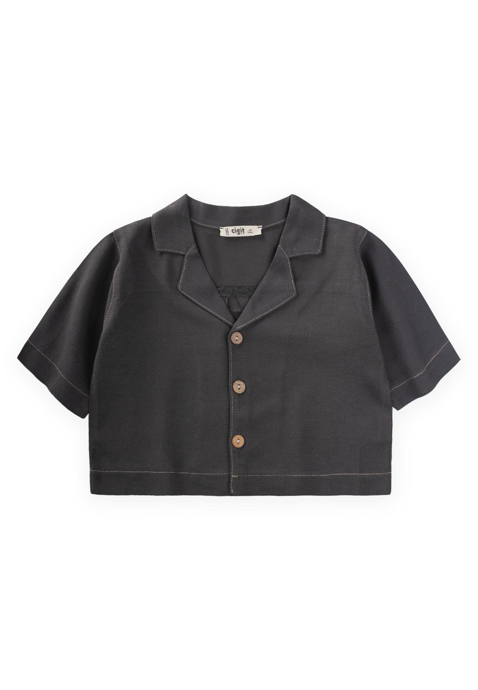 CigitKeten Kalın Taba Dikişli Ceket 2-7 Yaş ANTRASİT